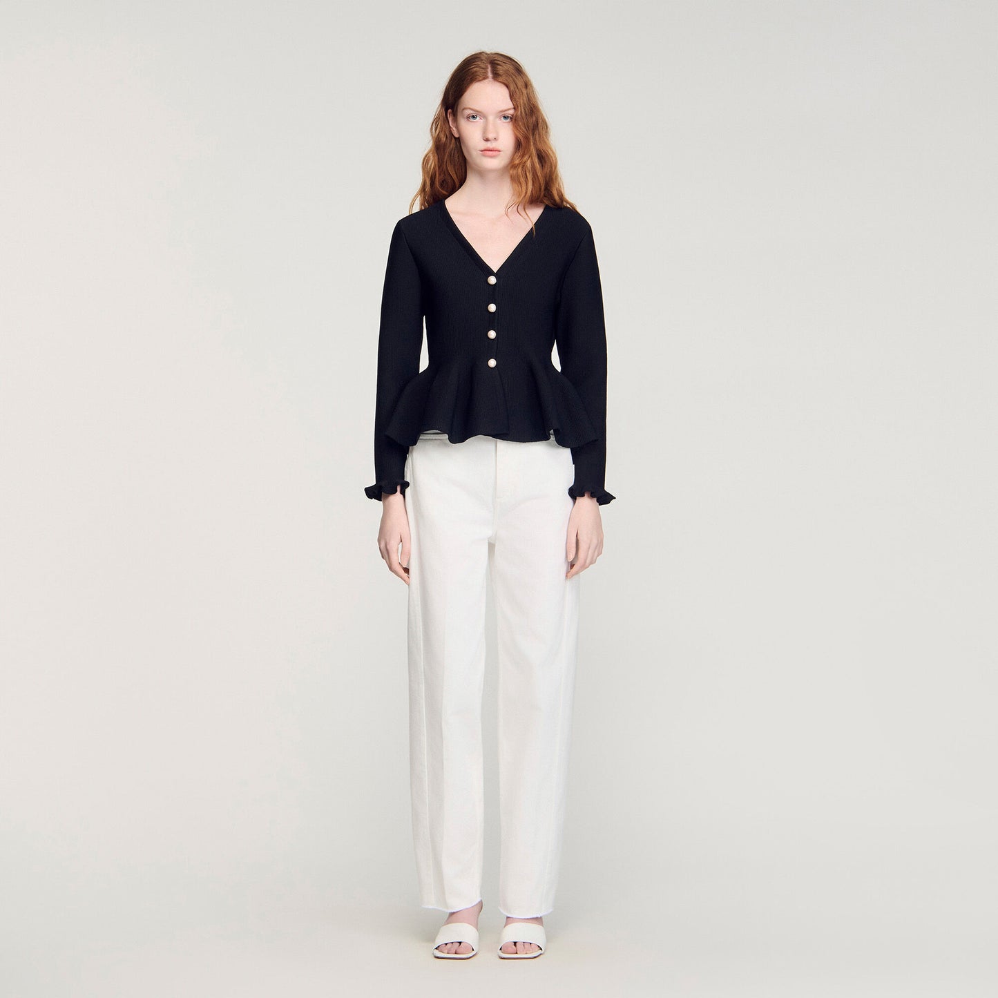 Heather Peplum Cardigan Black