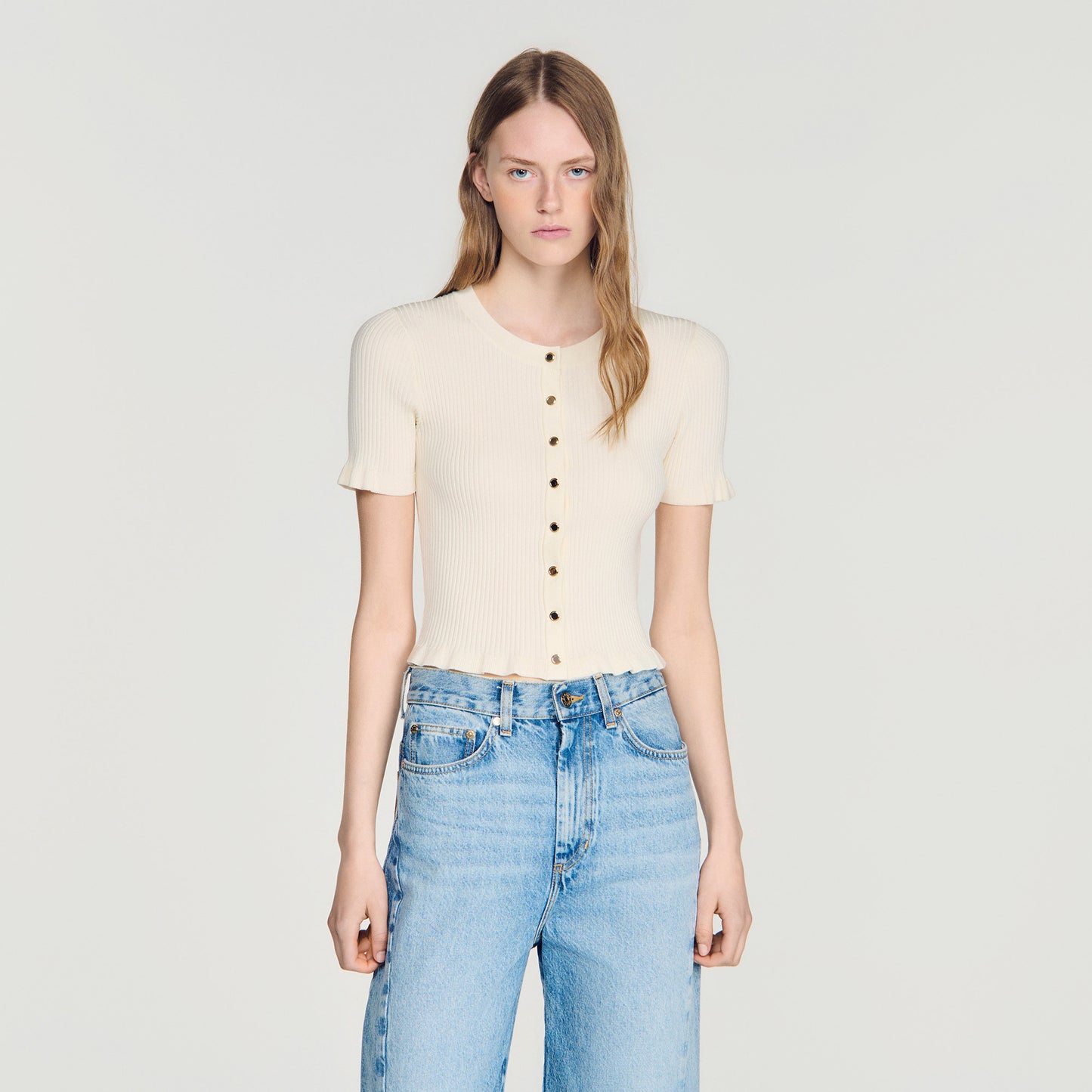 Area Knit Cardigan Ecru