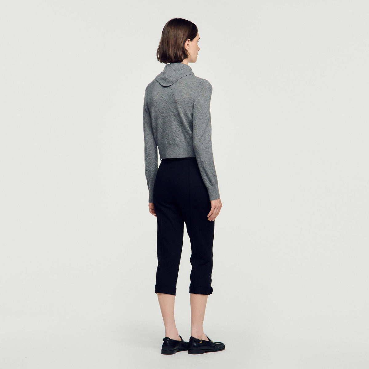 Coralyne Pointelle Knit Cardigan Grey