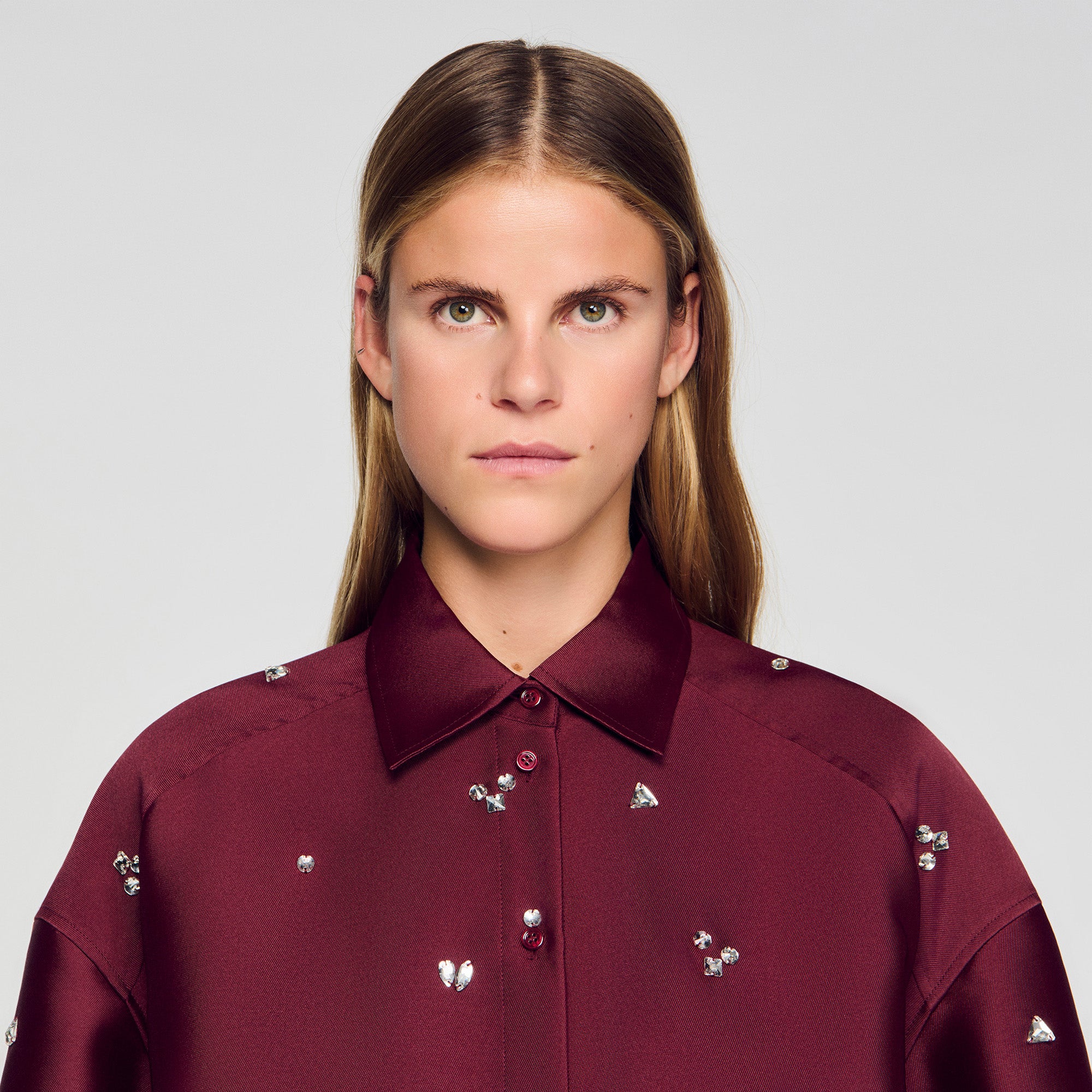 Mentissa Shirt Embellished With Rhinestones Bordeaux