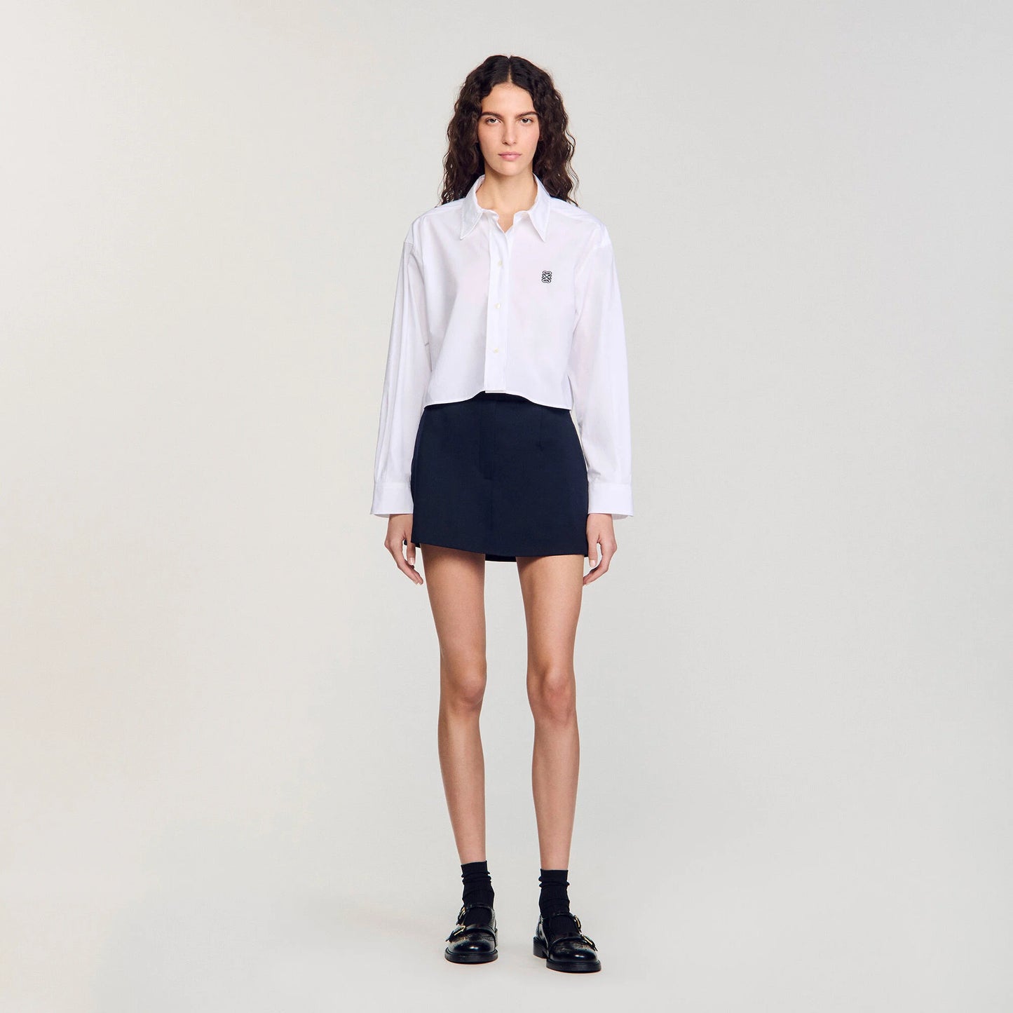Cropped Poplin Shirt white