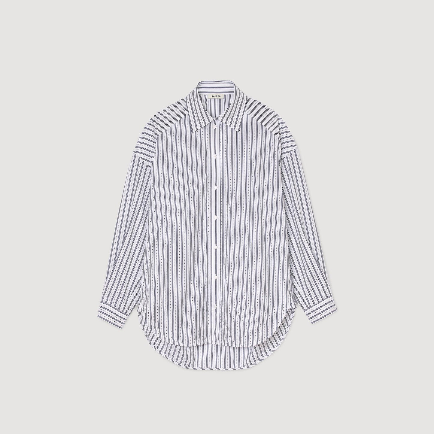 Striped Rhinestone Shirt White