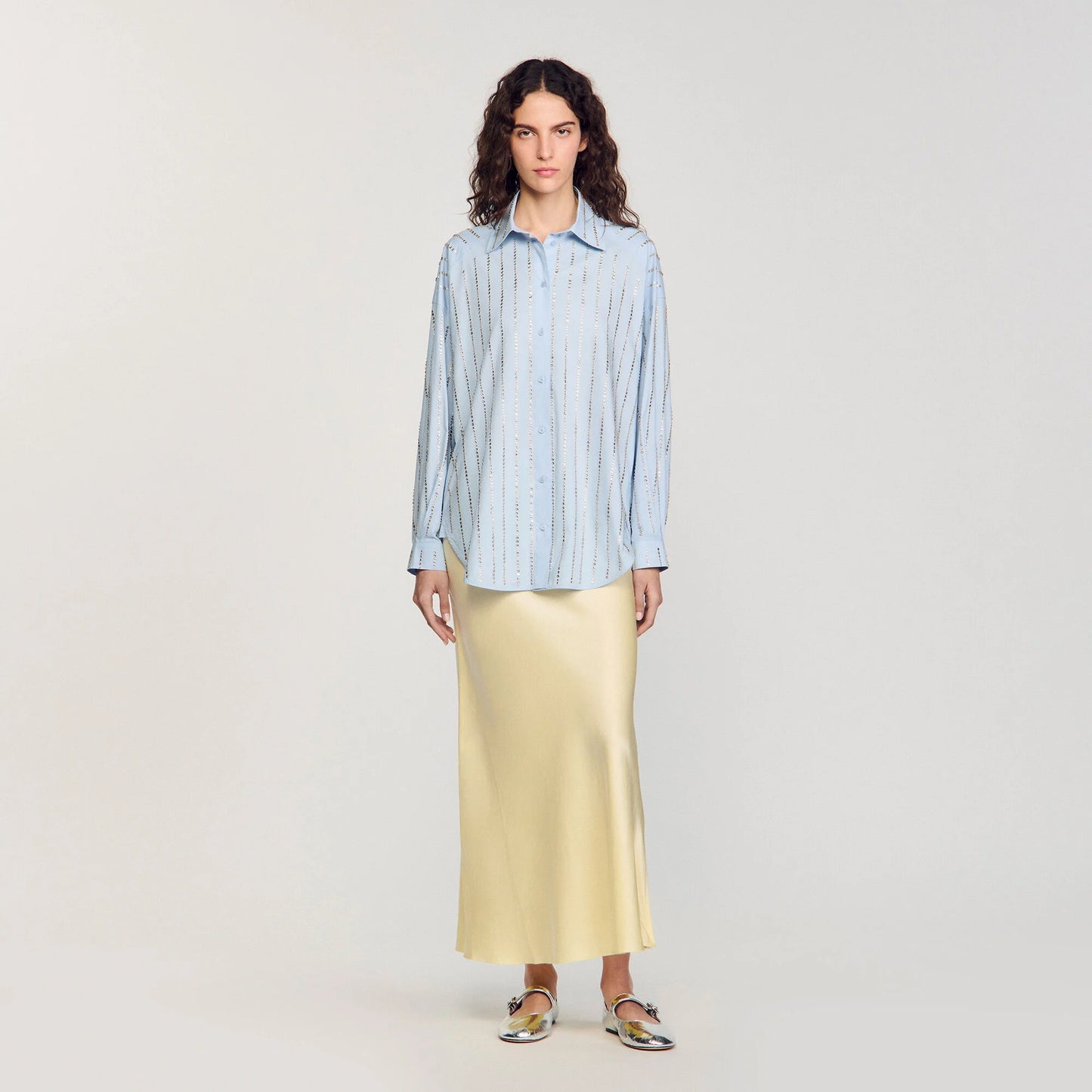 Paradise Rhinestone Shirt Sky Blue