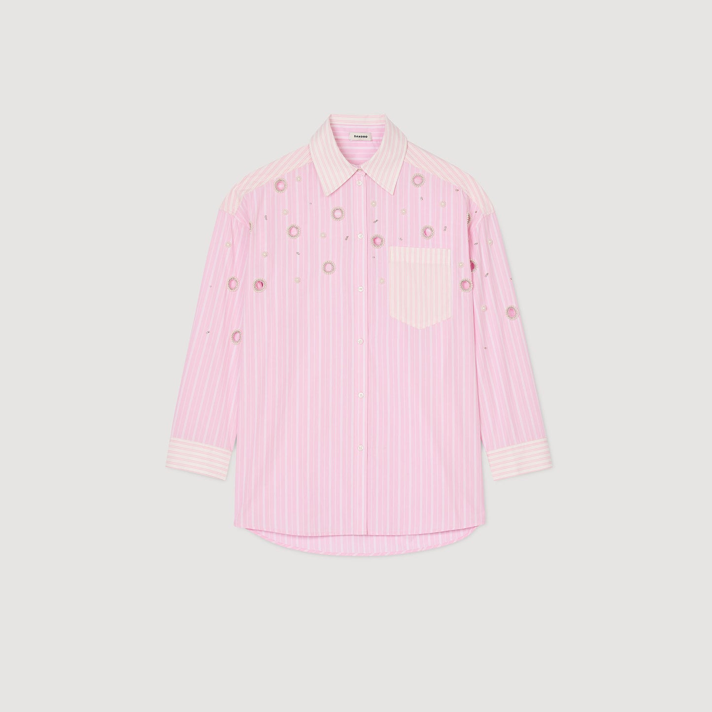 Confetti Striped Rhinestone Shirt Pink