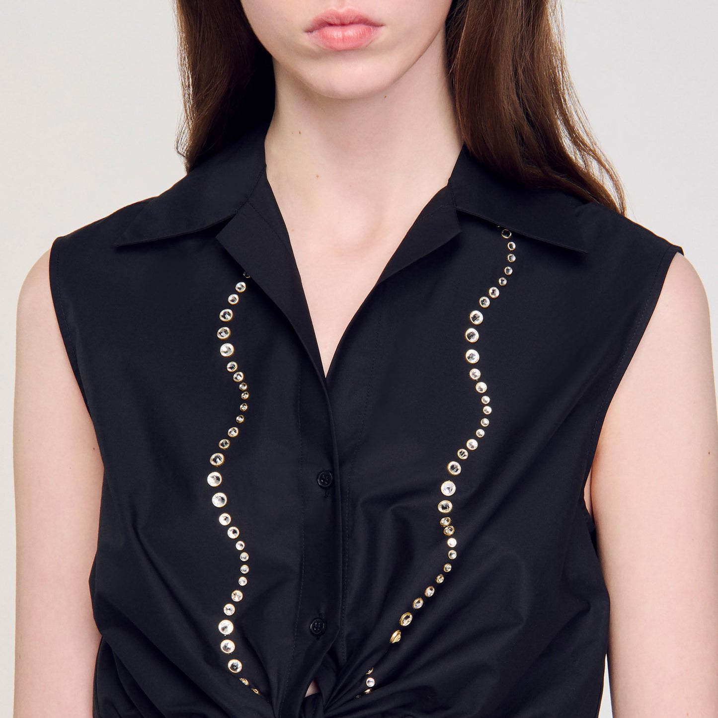 Tel Crystal Embellished Top Black