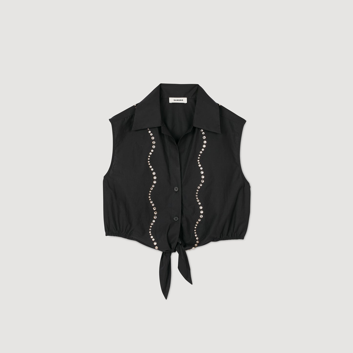 Tel Crystal Embellished Top Black