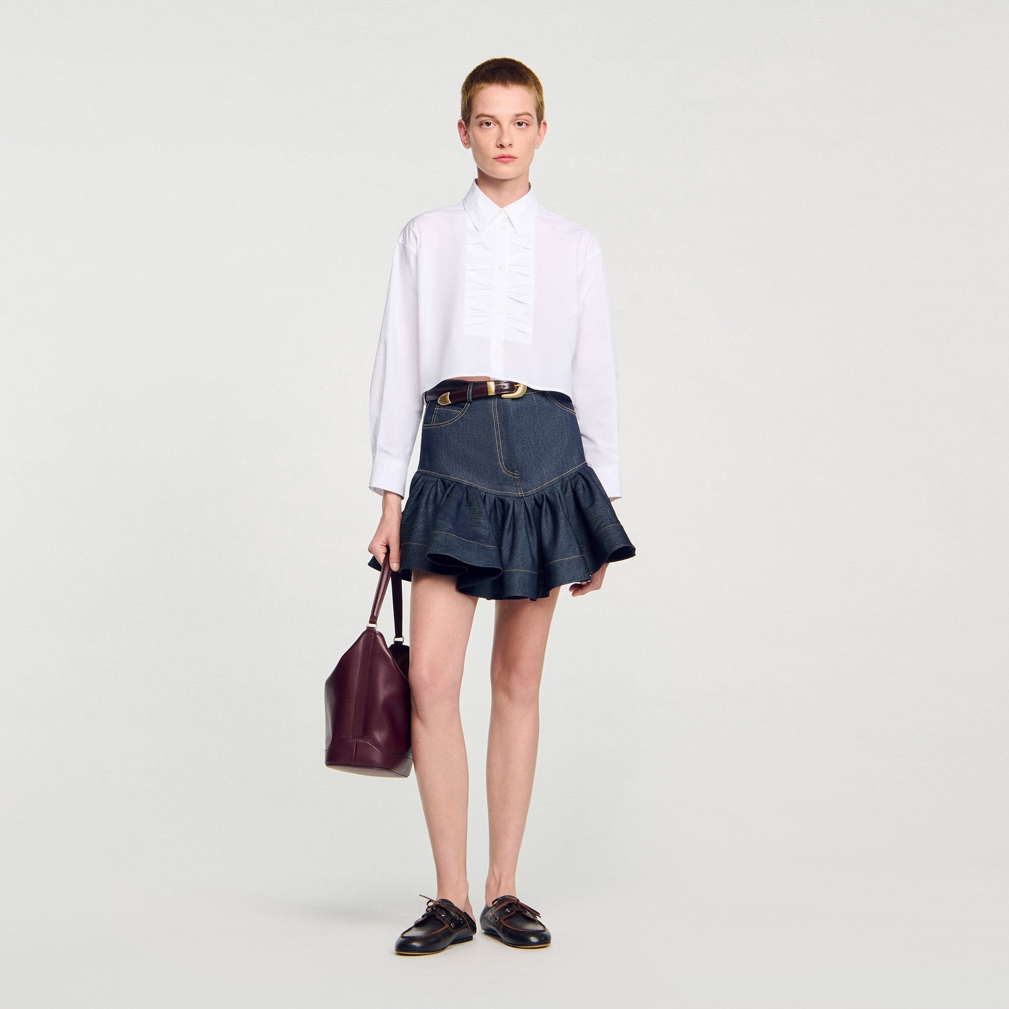Noeuela Cropped Shirt With Bow Details White
