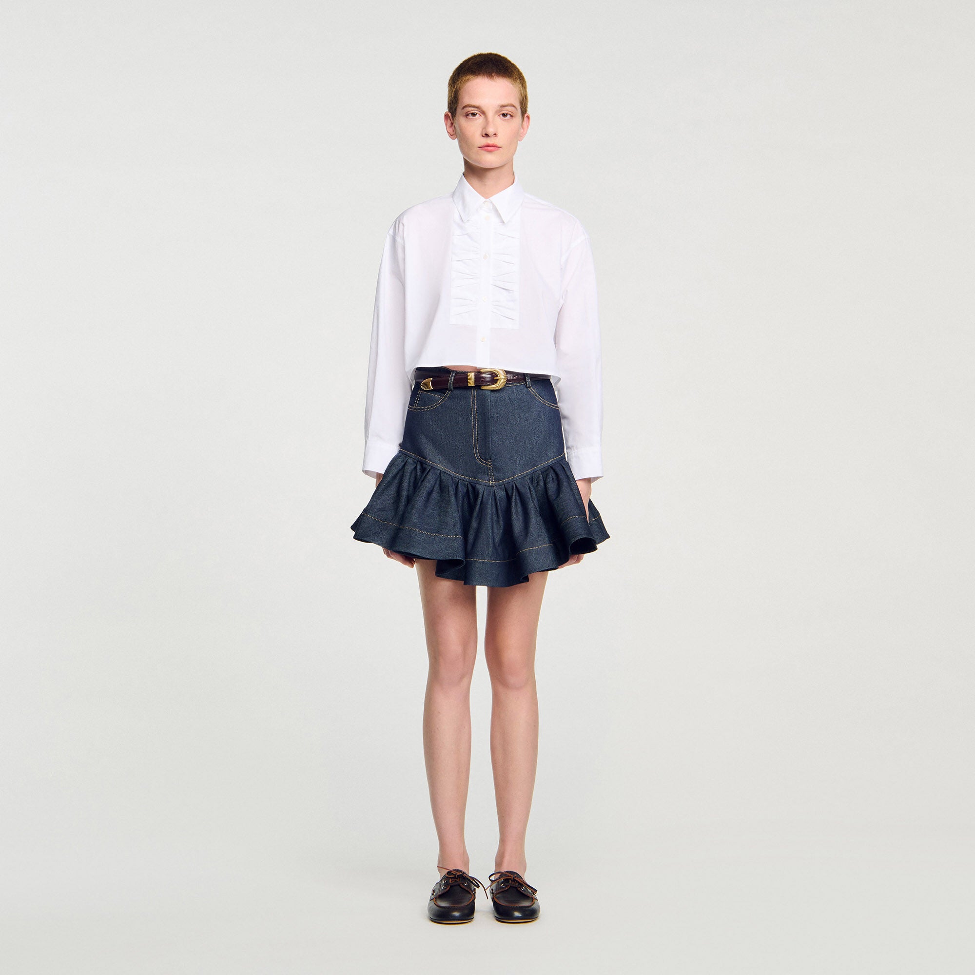Noeuela Cropped Shirt With Bow Details White