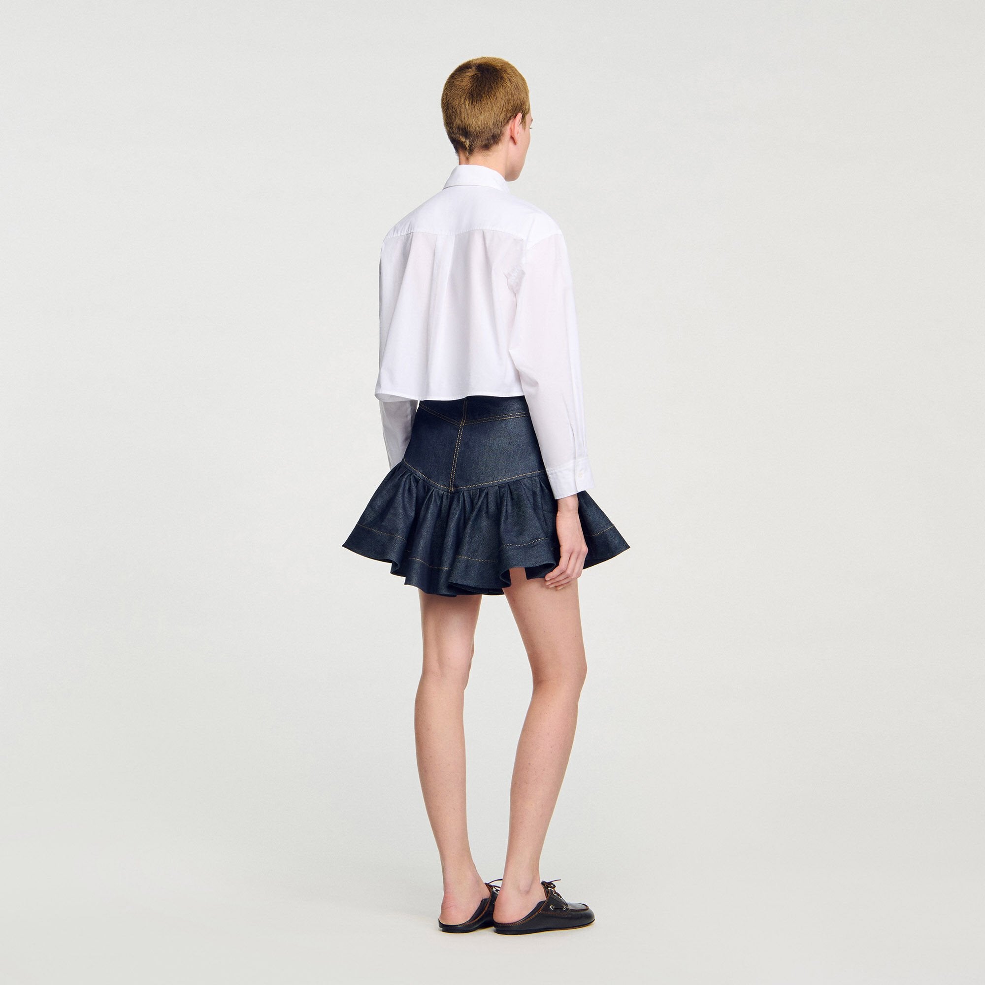 Noeuela Cropped Shirt With Bow Details White
