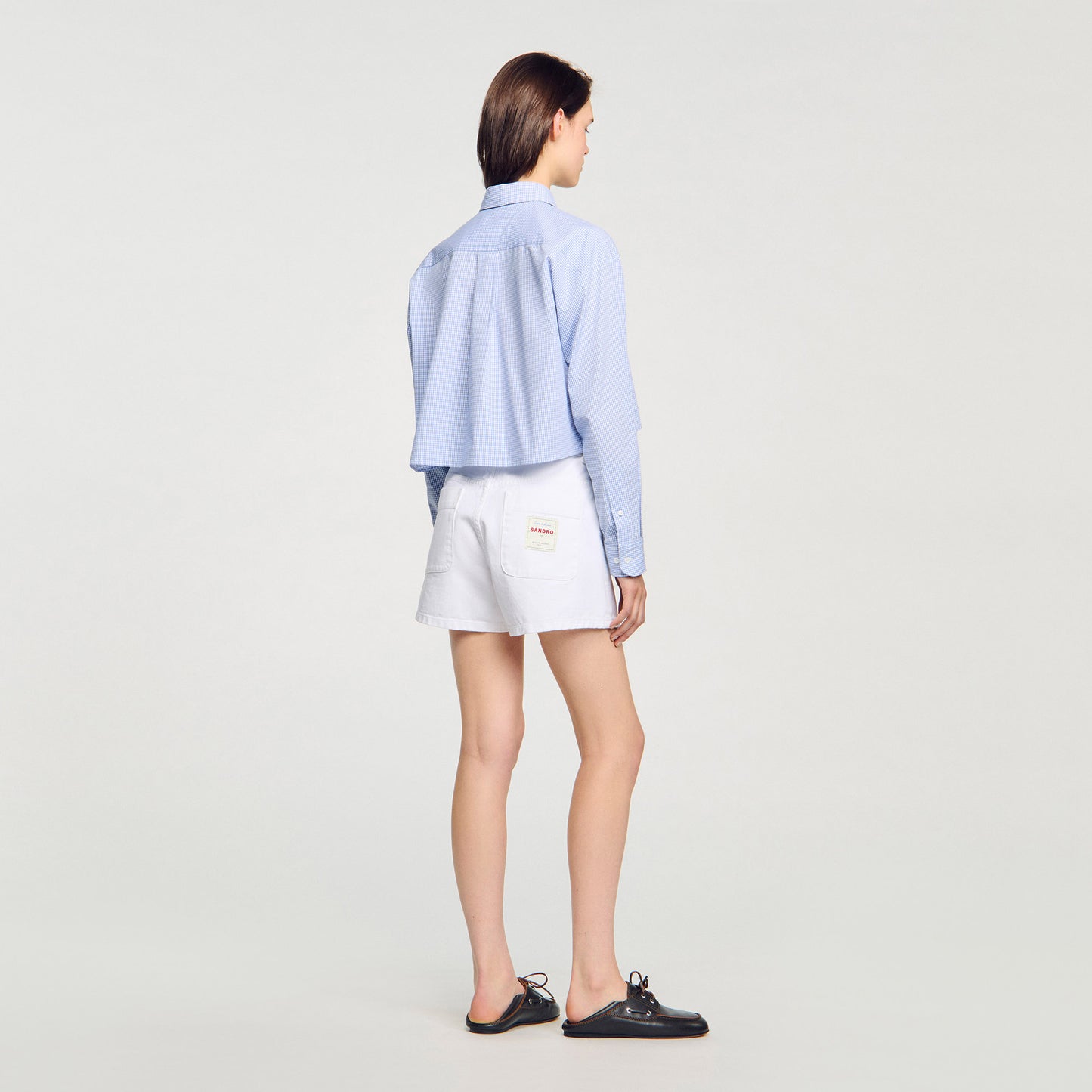 Brenda Bow Collar Shirt Ciel / Blanc