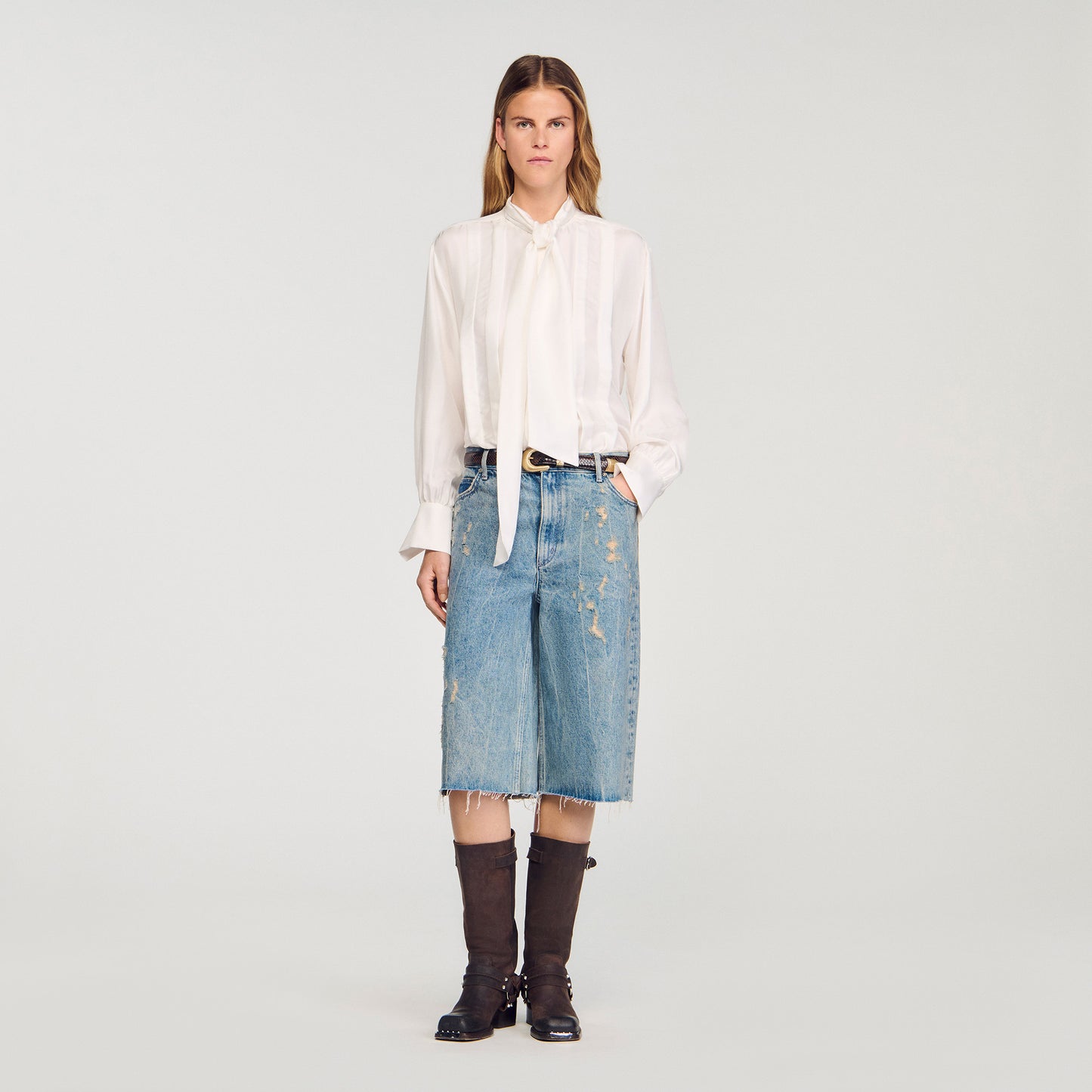 Ambra Silk Lavallière Shirt Ecru