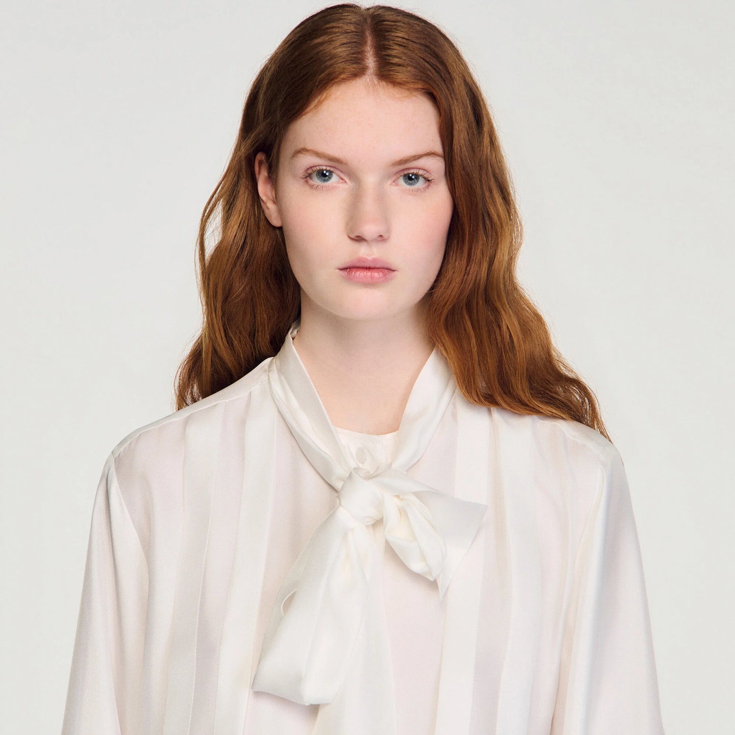 Ambra Silk Lavallière Shirt Ecru