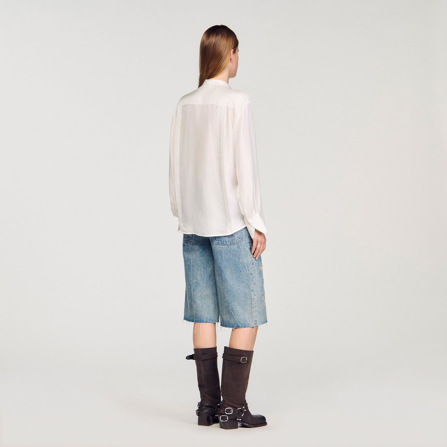 Ambra Silk Lavallière Shirt Ecru