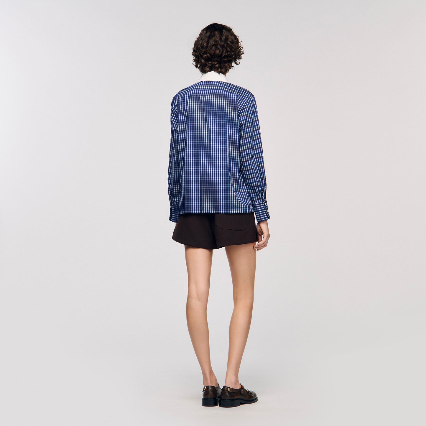 Eulalie Check Shirt With Tie Blue / Black