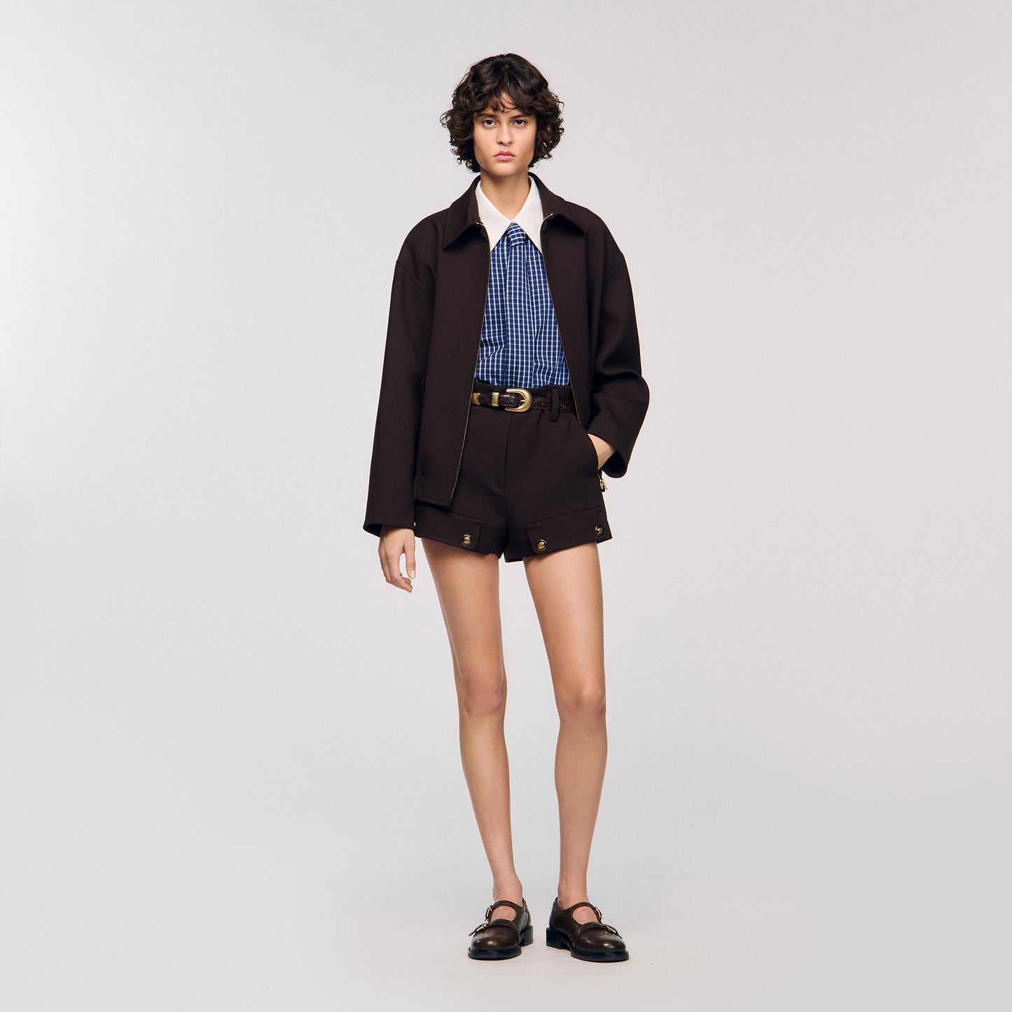 Eulalie Check Shirt With Tie Blue / Black