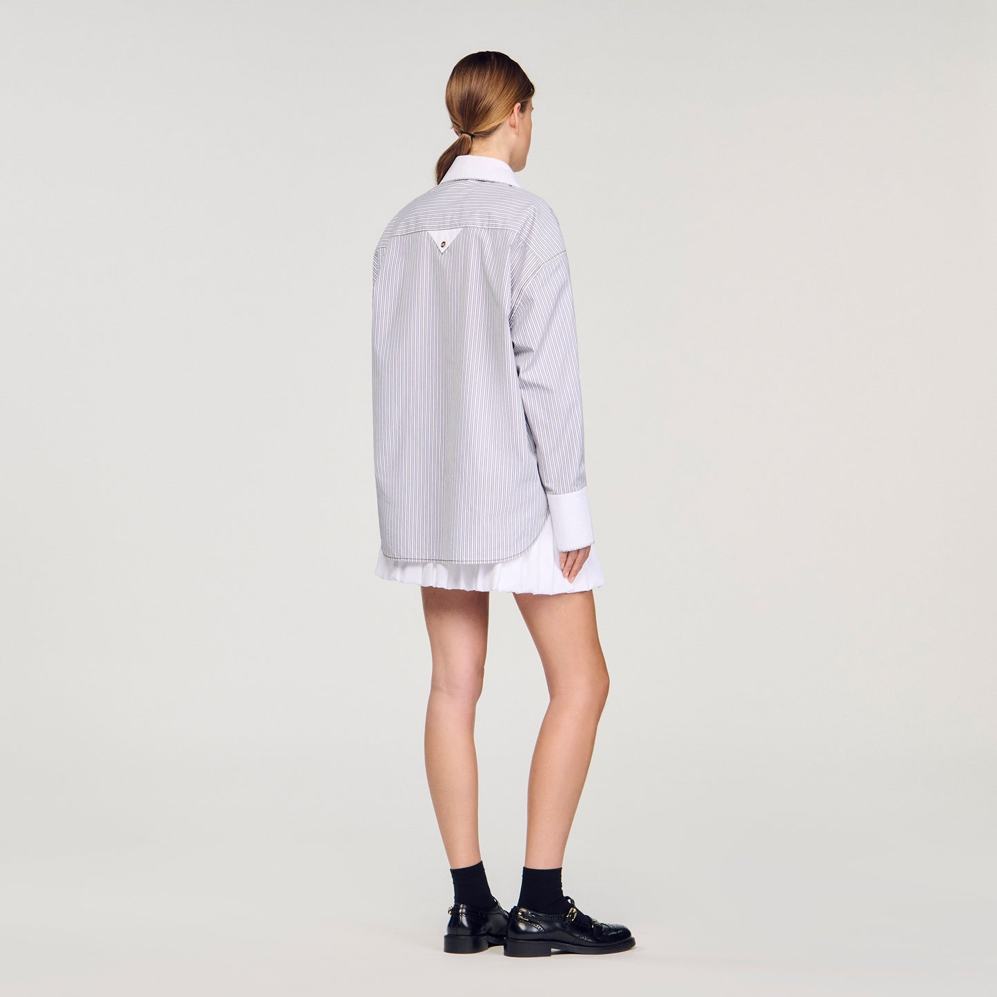 Kelly Oversized Striped Shirt Ecru / Bleu
