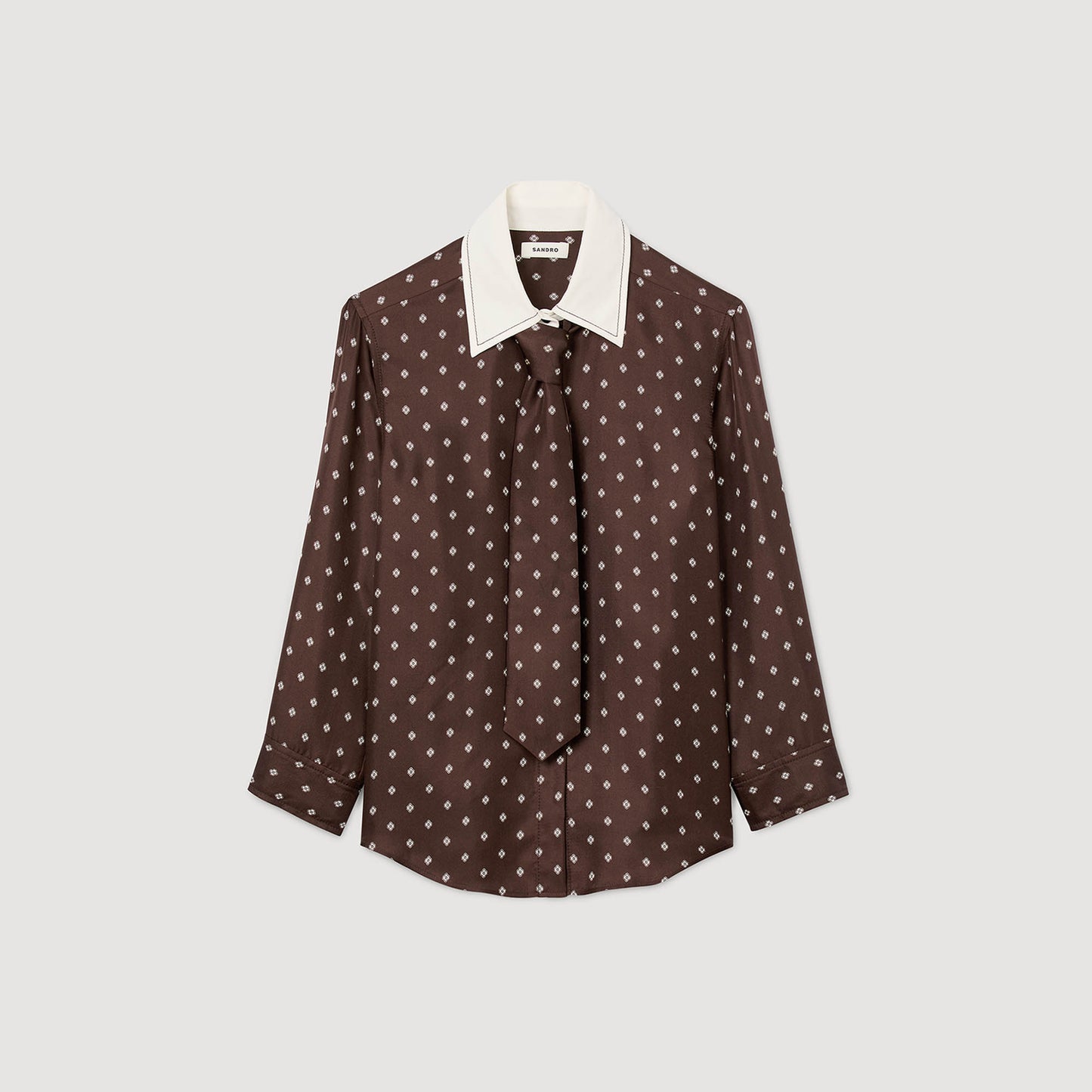 Tulipe Floaty Tie Print Shirt Brown / White