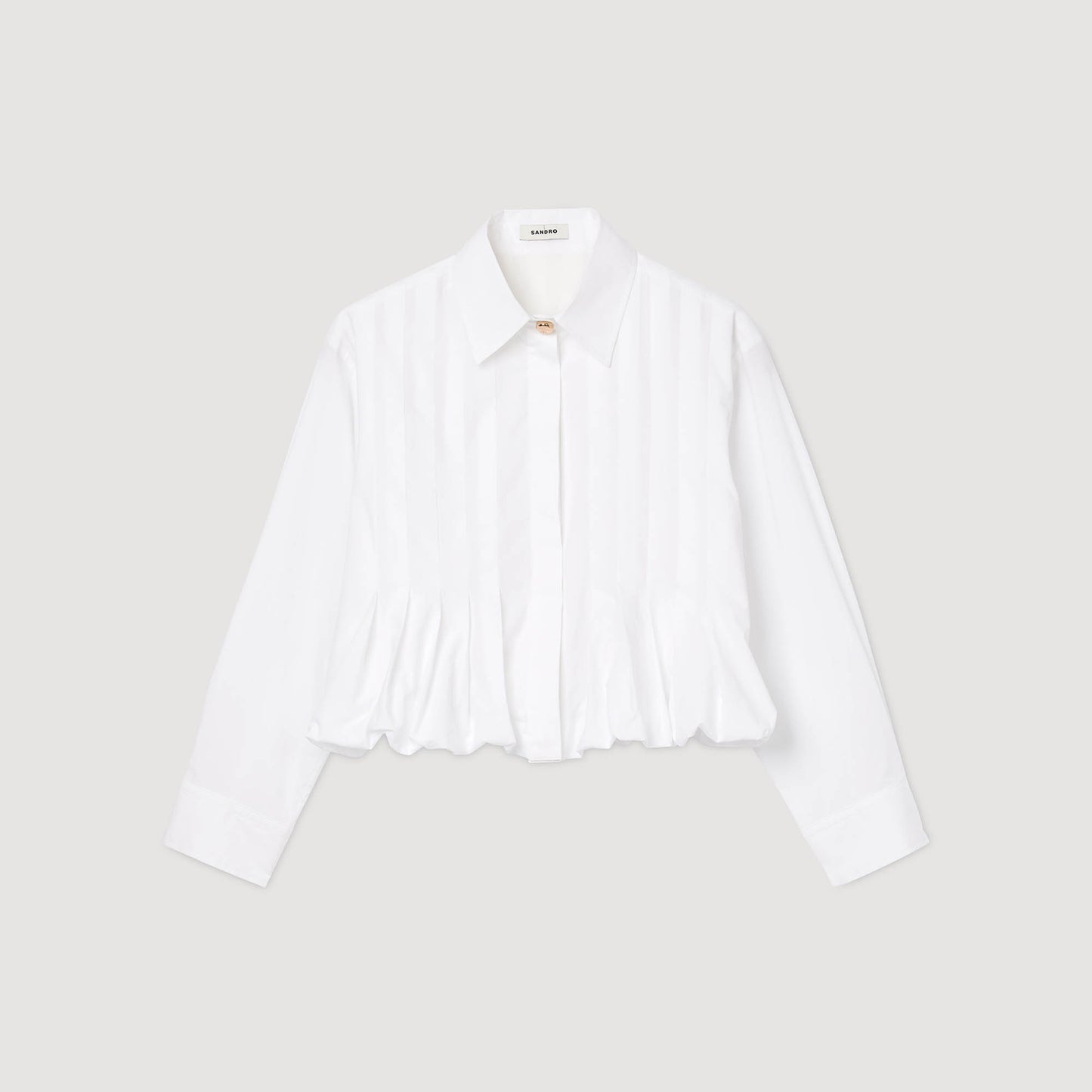Andie Pleated Cropped Shirt White