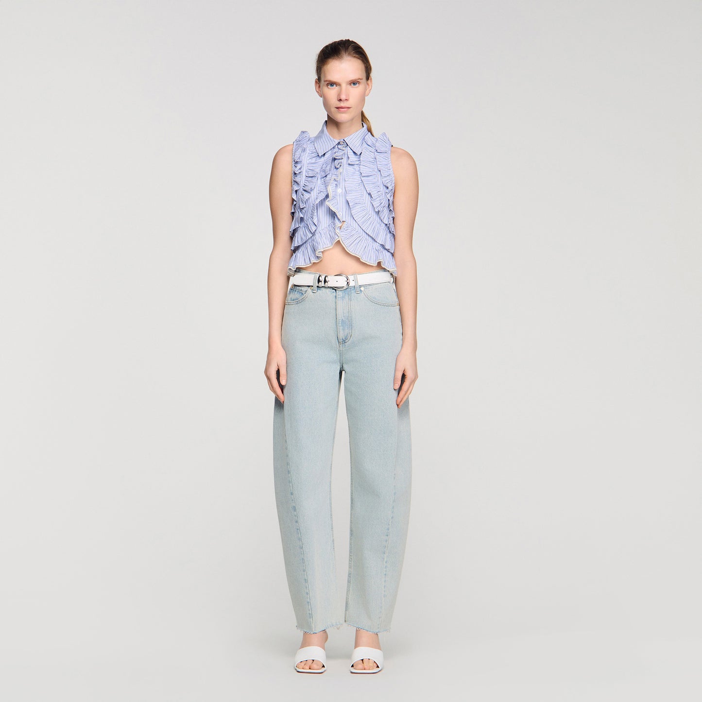 Margot Ruffled Striped Shirt BLEU / MARINE