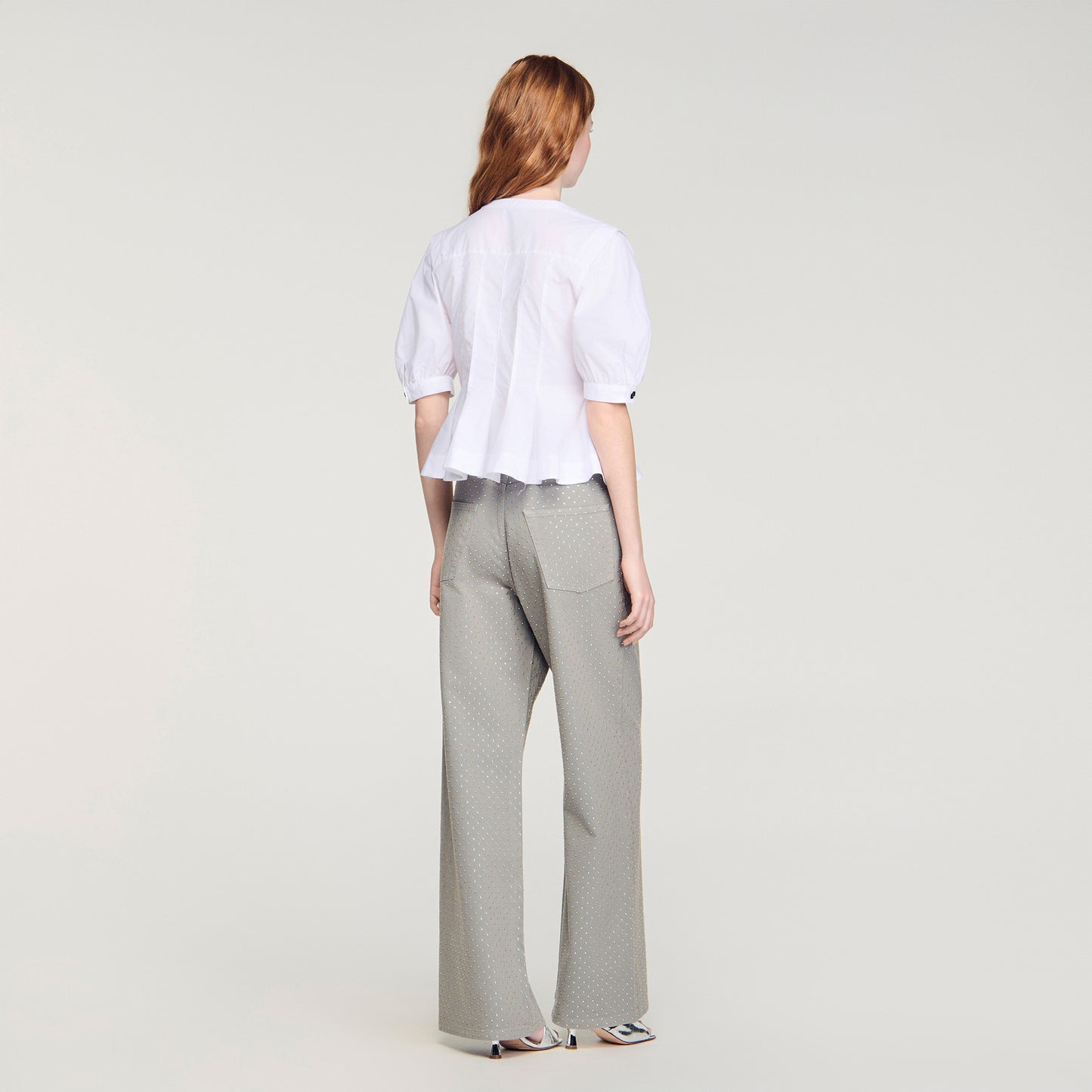 Elsie Zipped Peplum Shirt White