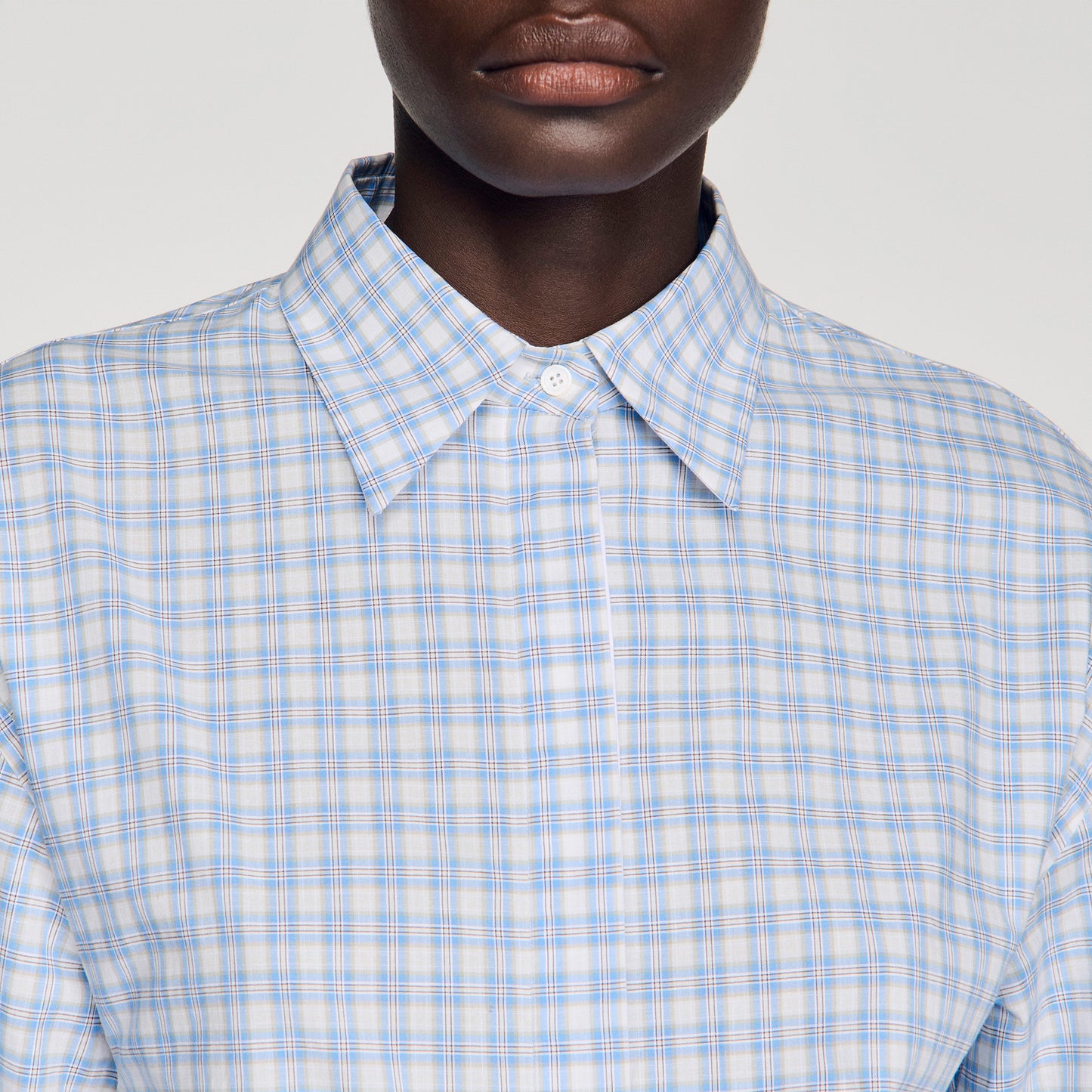 Edenis Short Checked Shirt BLU / WHITE
