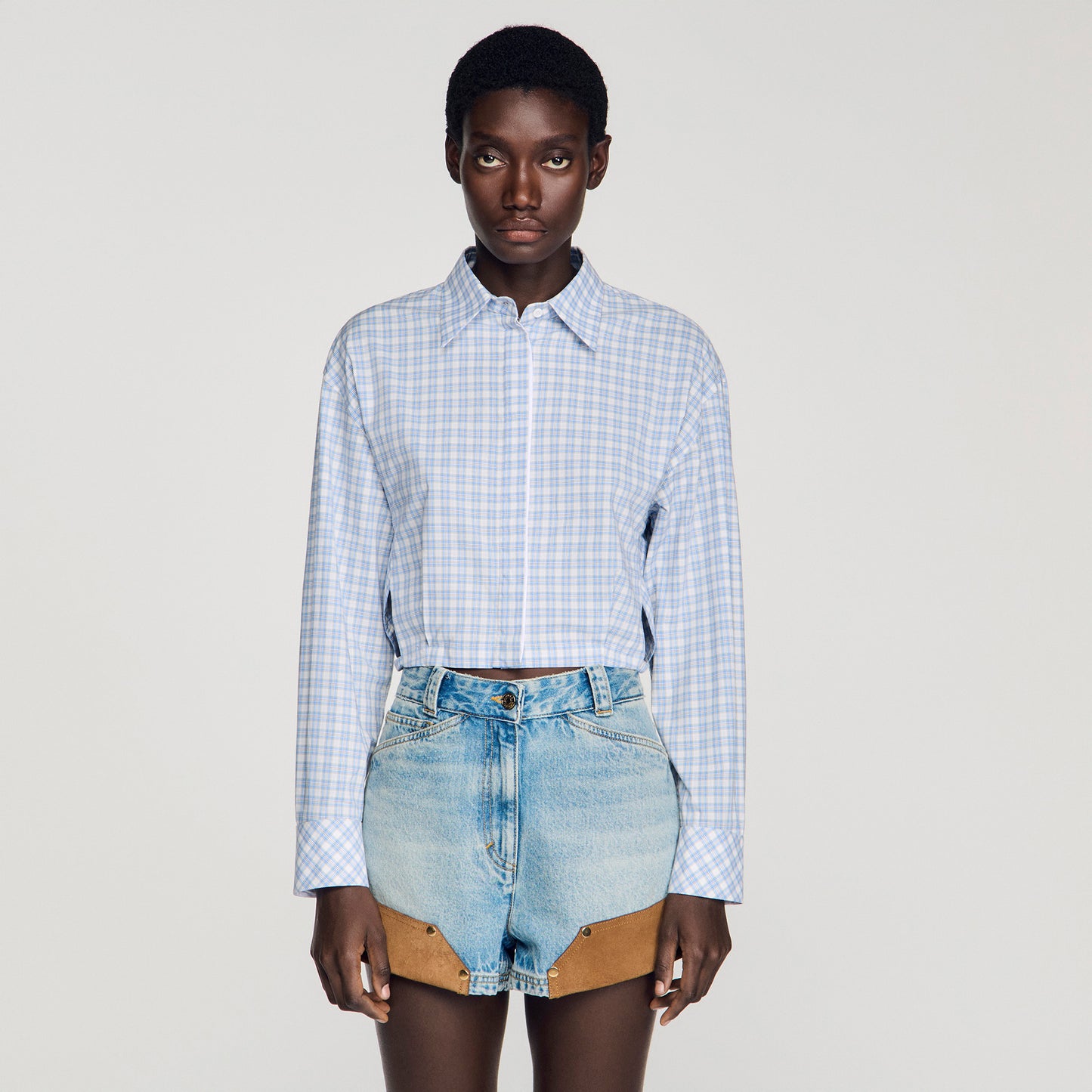 Edenis Short Checked Shirt BLU / WHITE