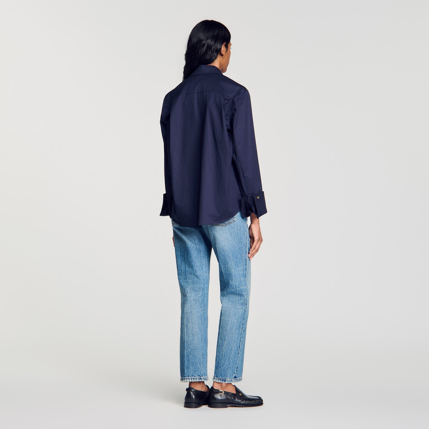 Nova Cotton shirt with wide cuffs Navy Blue