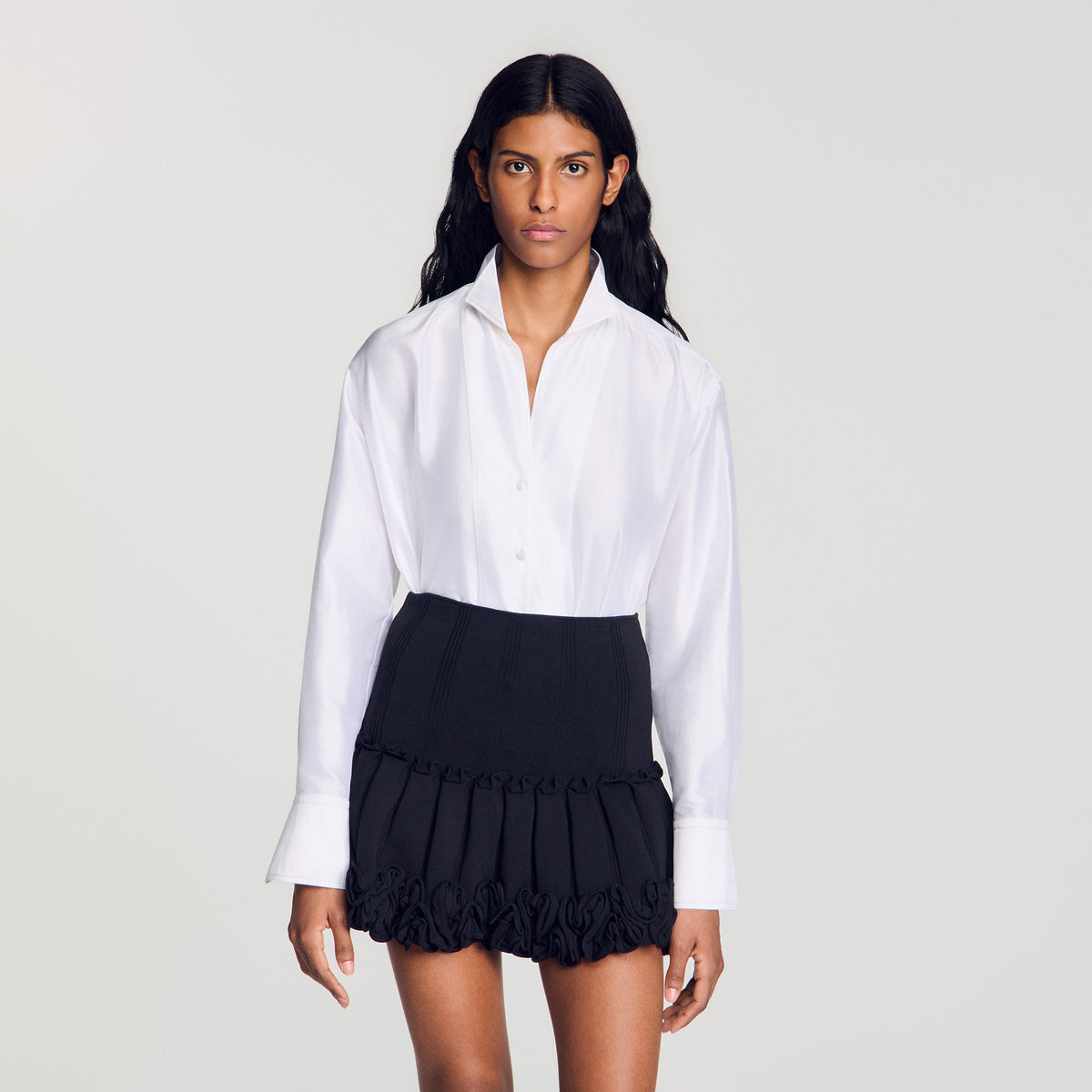 Portocello Oversized silk satin shirt White