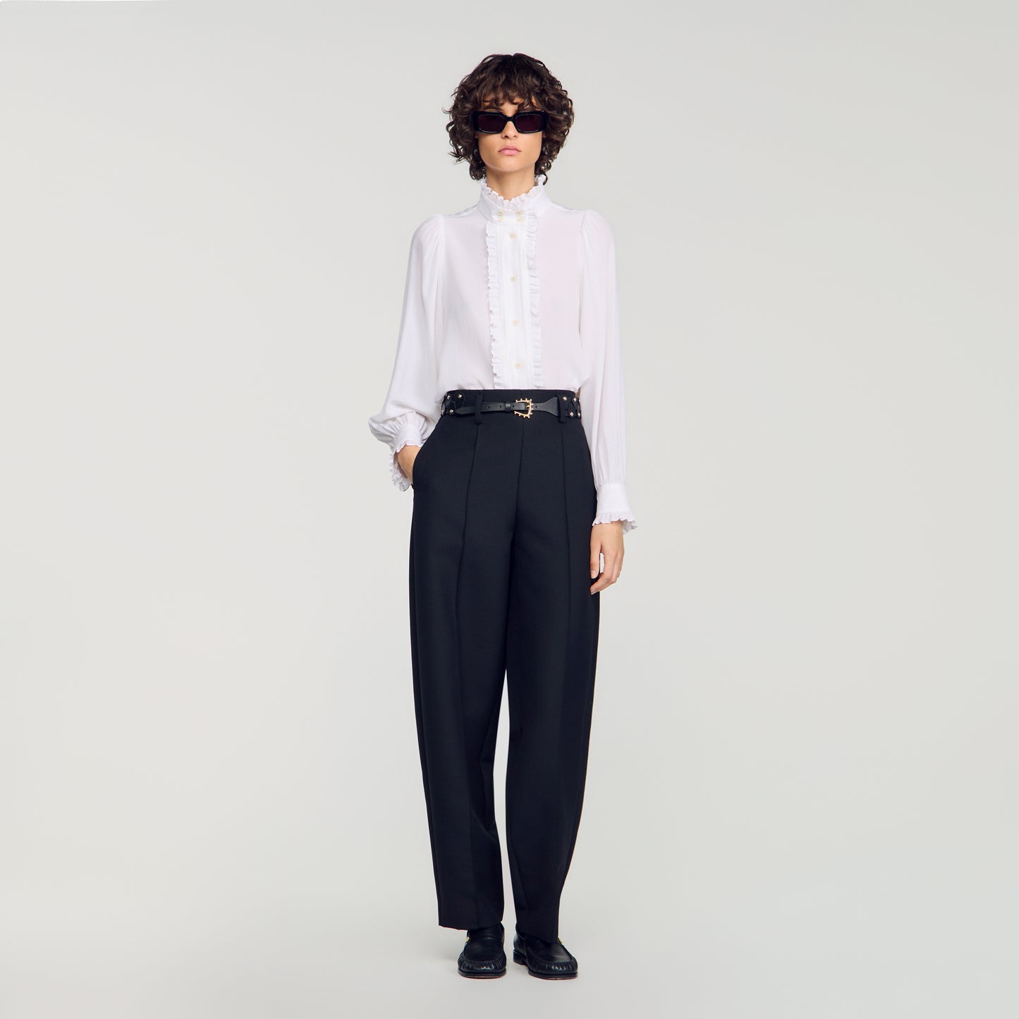 Hortense Silk shirt with gathered collar White
