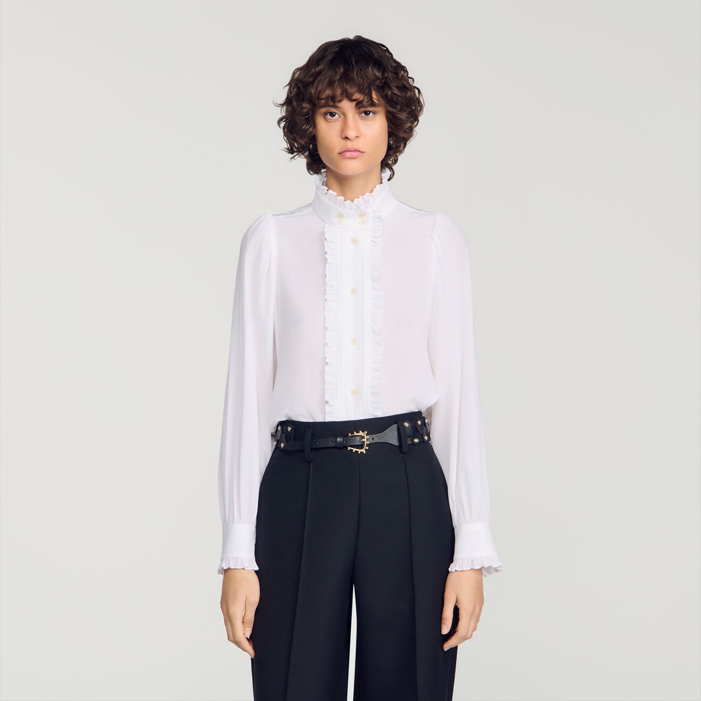 Hortense Silk shirt with gathered collar White