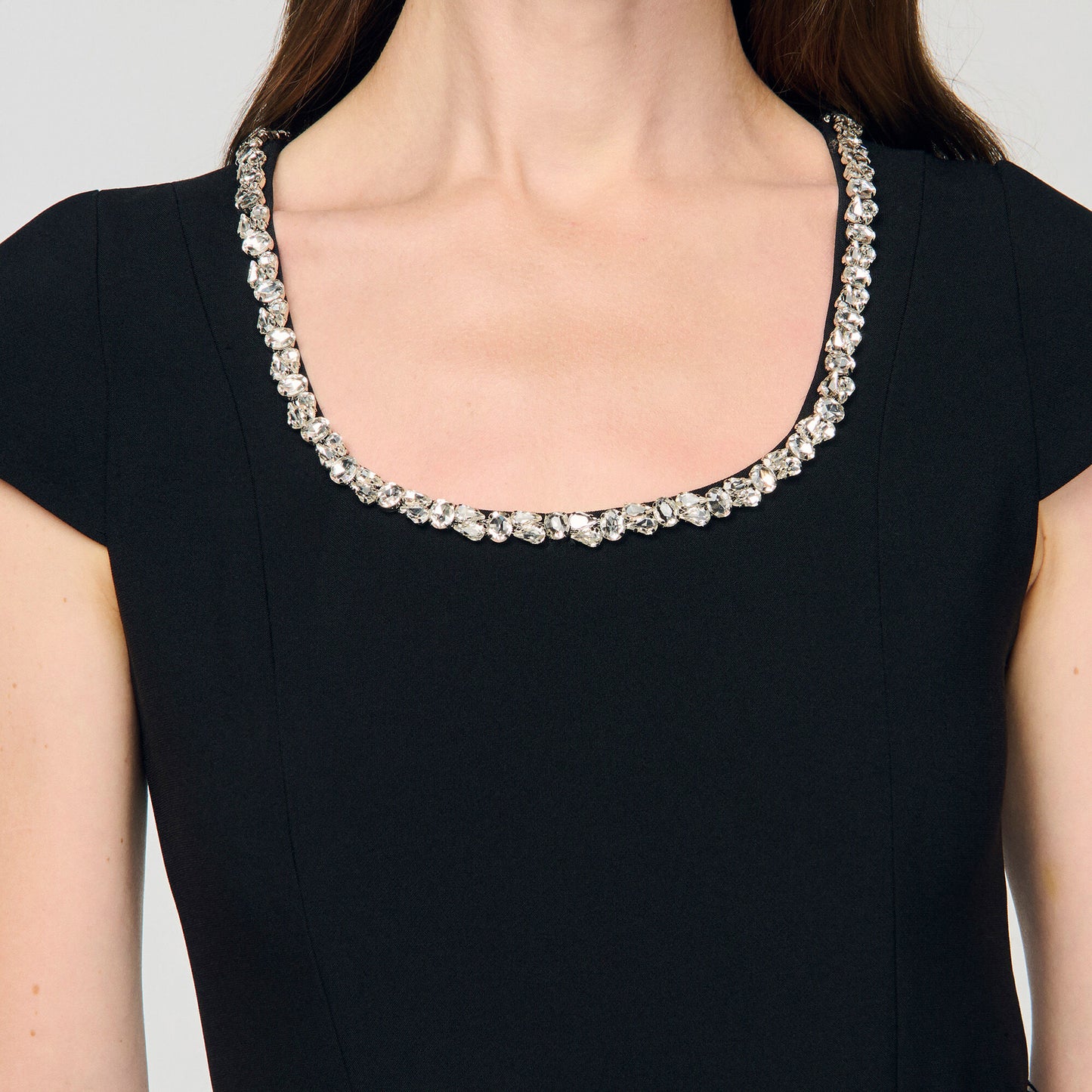 Odelia Jumpsuit With Rhinestone Collar Black