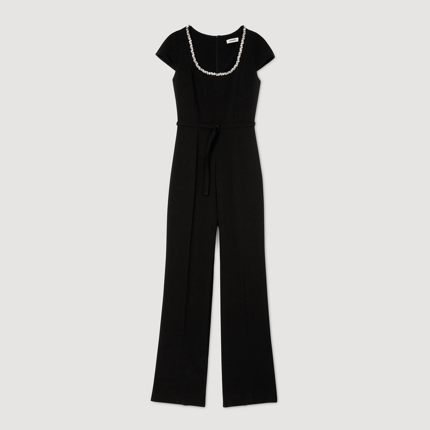 Odelia Jumpsuit With Rhinestone Collar Black
