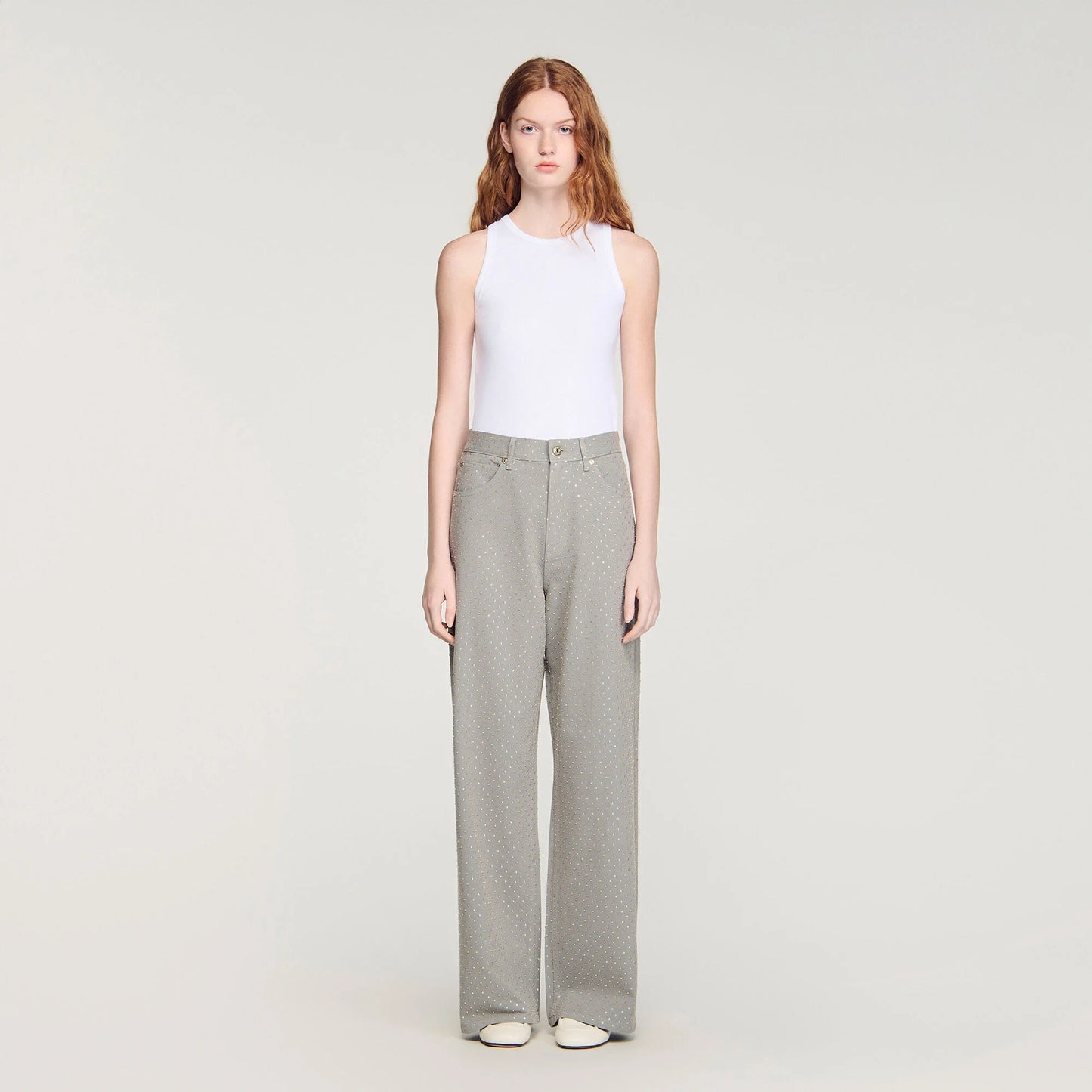 Golden Rhinestone Jeans Grey