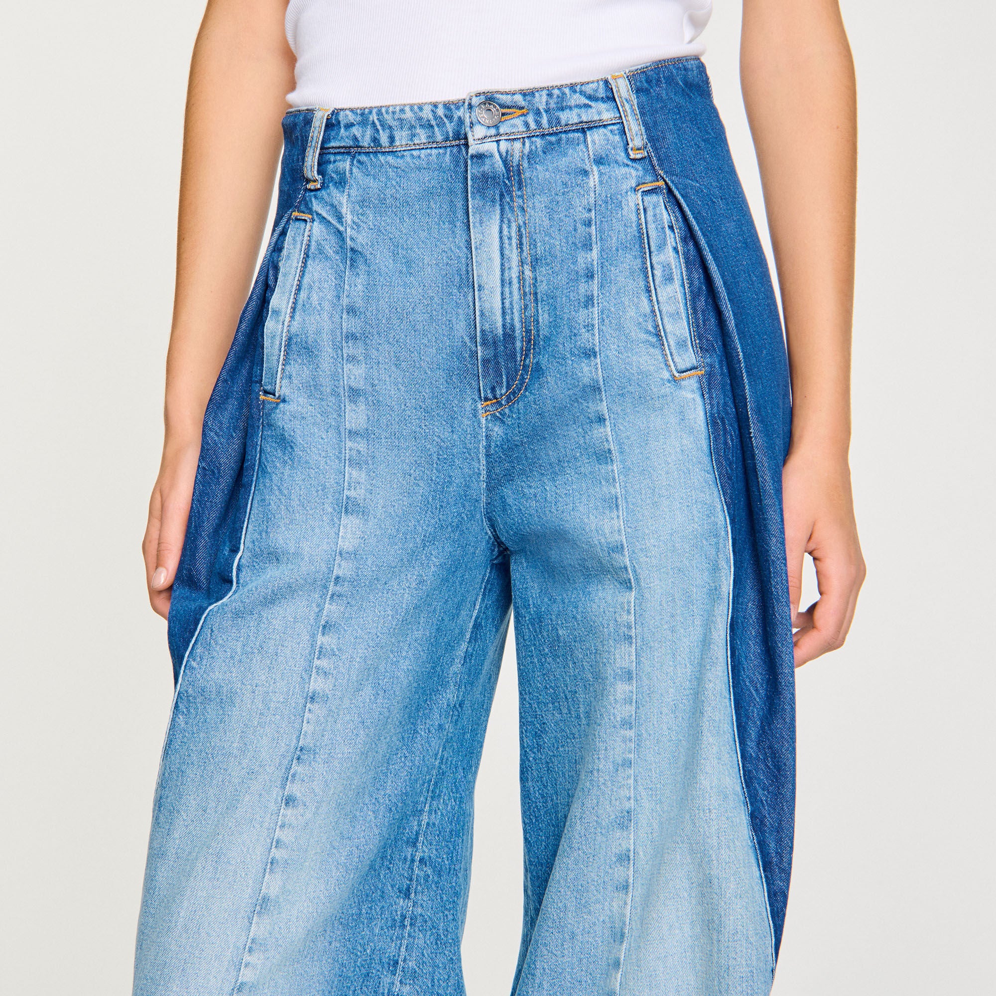 Jeans With Contrasting Panels Blue Jean