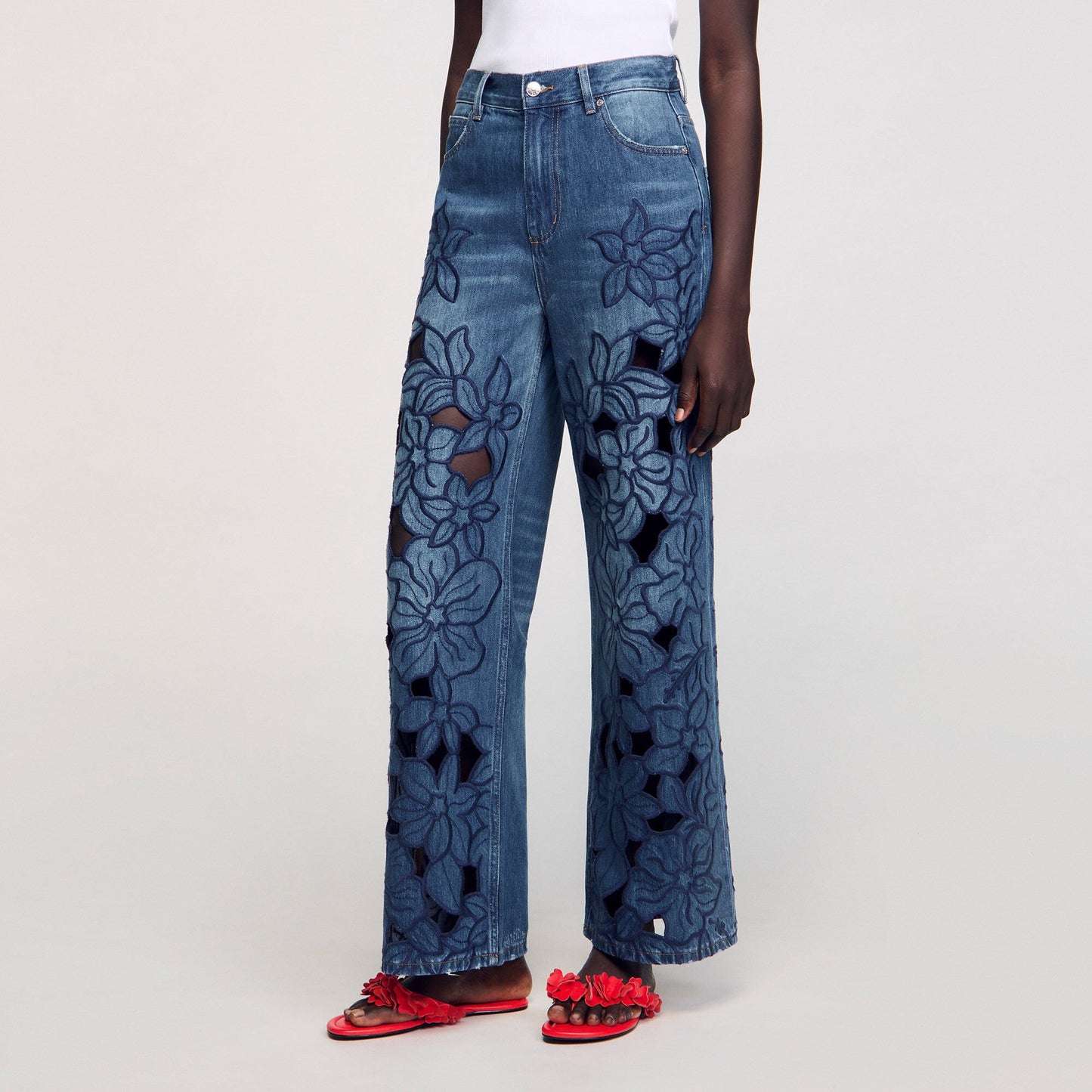 Spring Embroidered Jeans Blue Jean