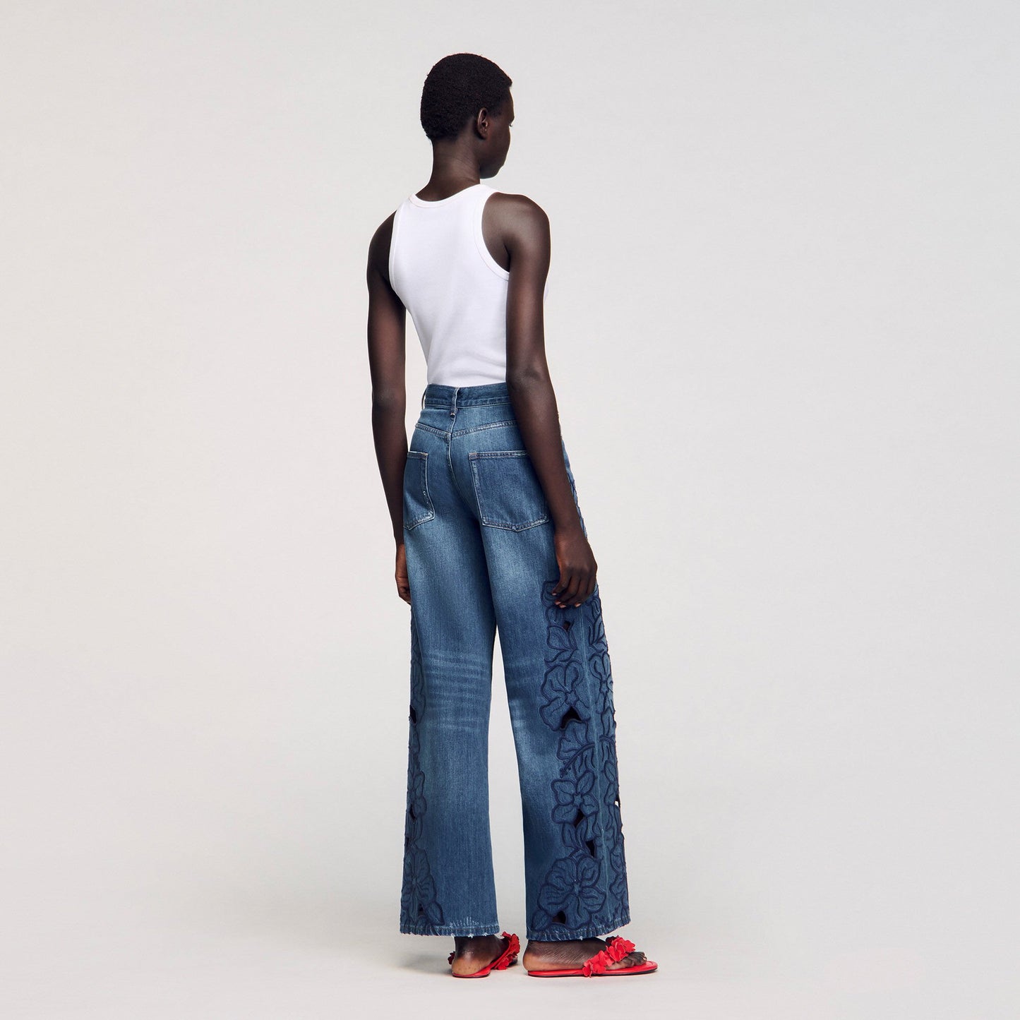 Spring Embroidered Jeans Blue Jean