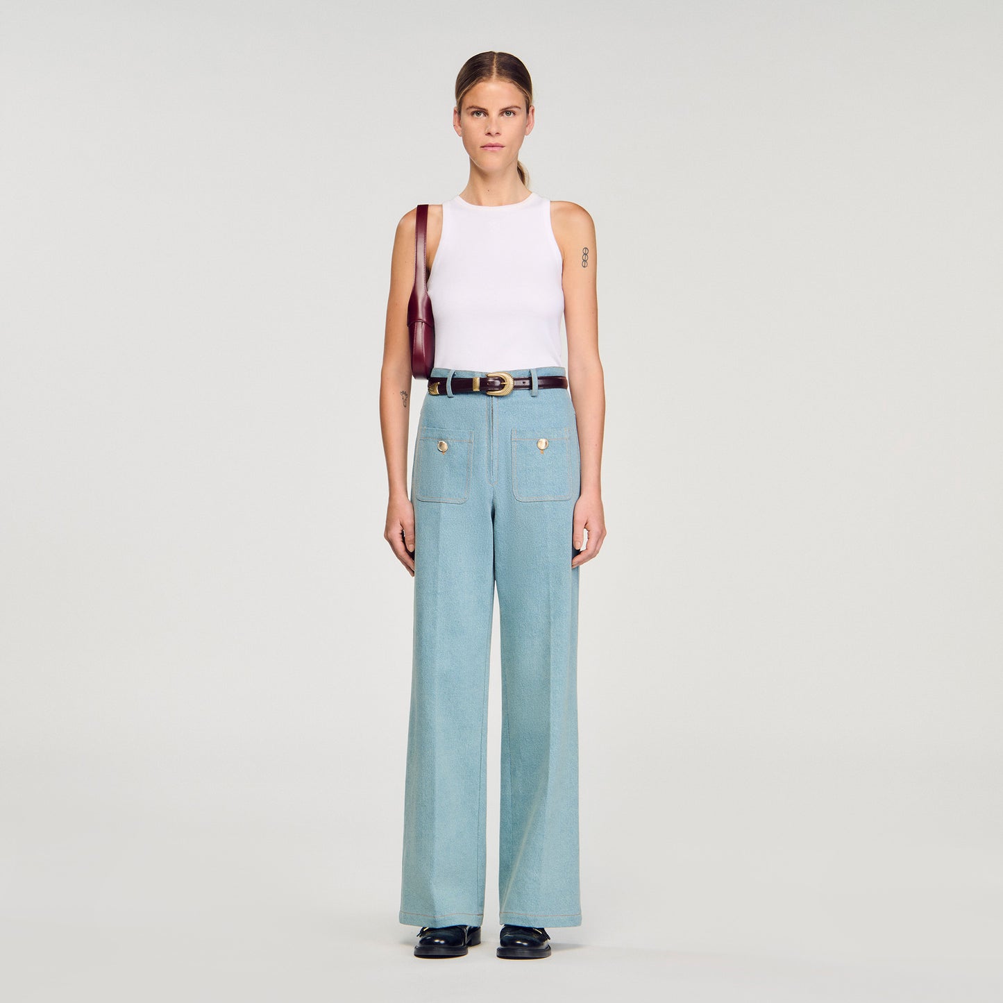Eliam Faded High-Rise Wide-Leg Jeans Blue Jean
