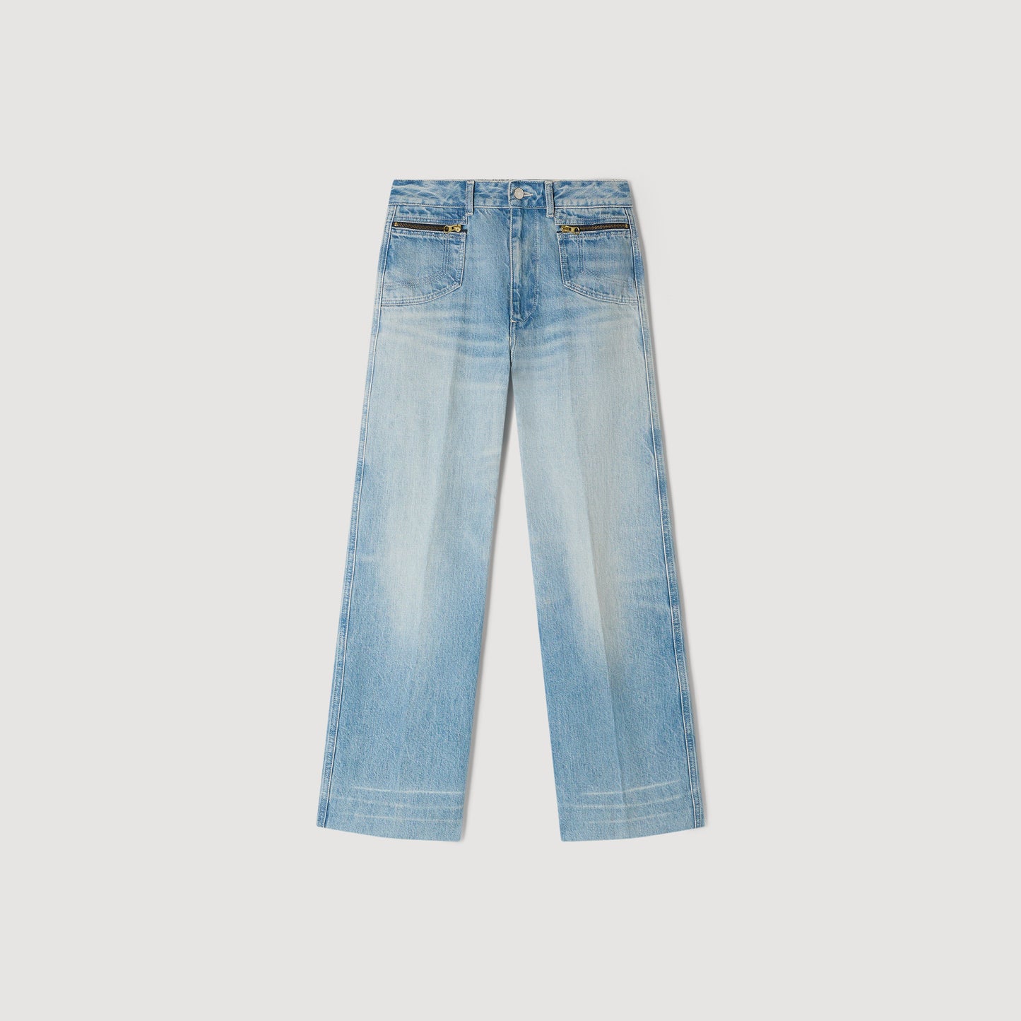 Harper Faded Straight Zipped Cotton Jeans Blue Jean
