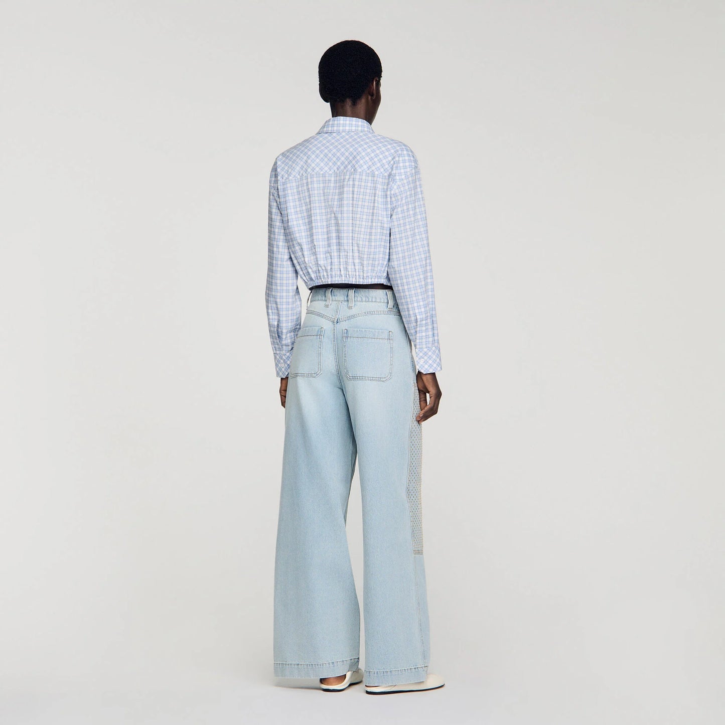 Landon Faded Straight Crystal Patch Jeans Light Blue Jean