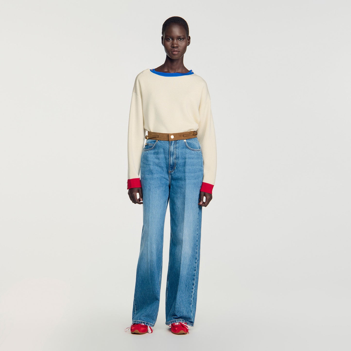 Sunny Straight jeans with leather belt Blue Jean