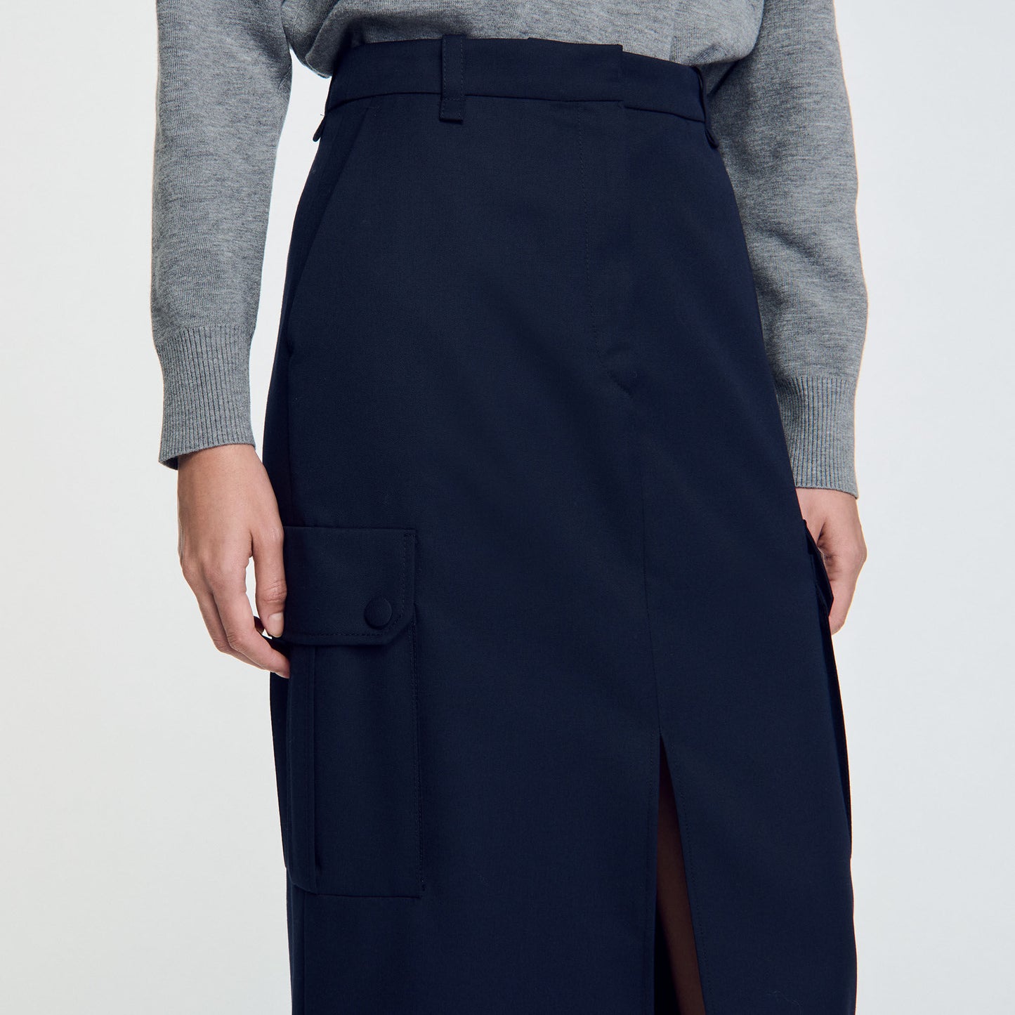 Long Cargo Skirt Navy Blue