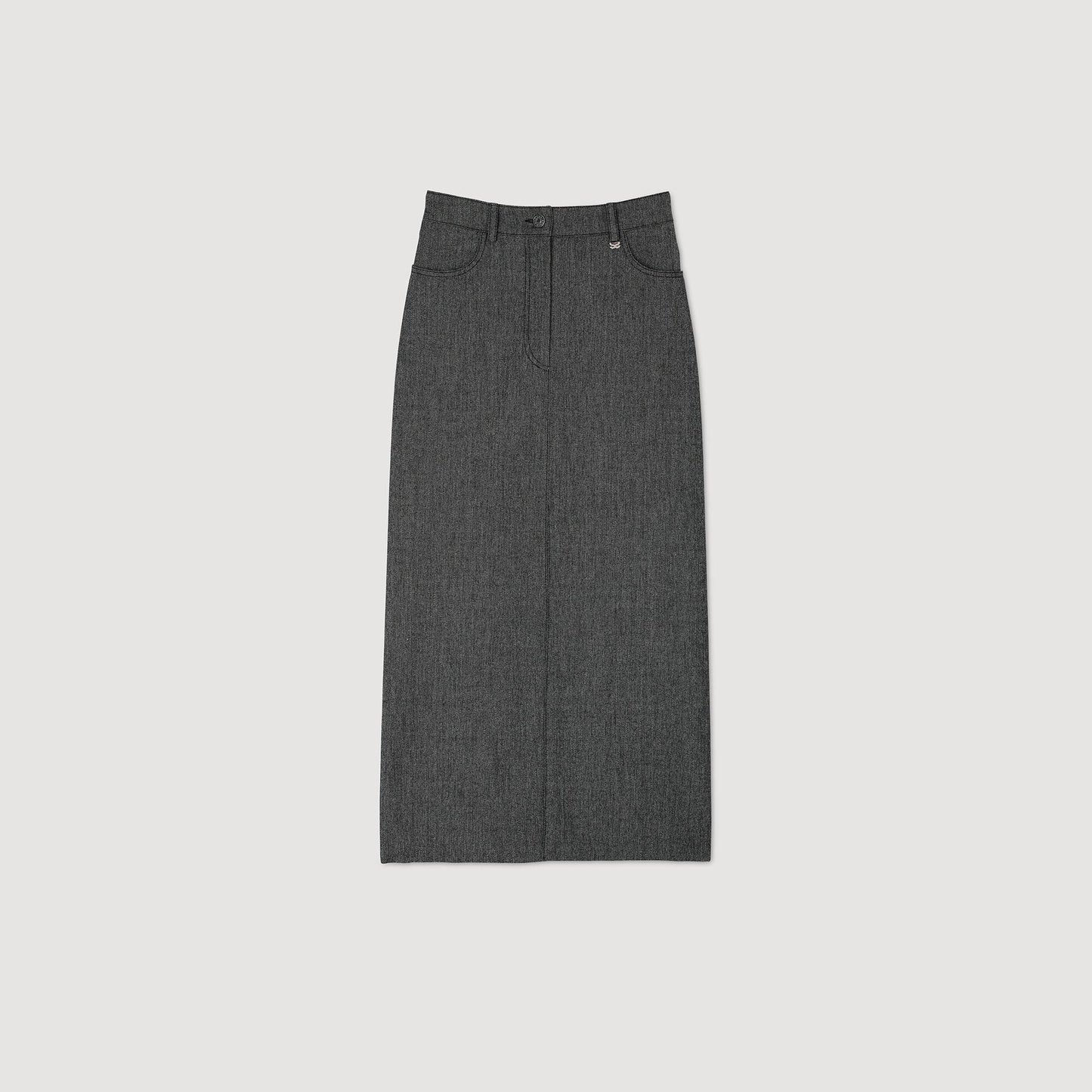 Long Slit Skirt Grey