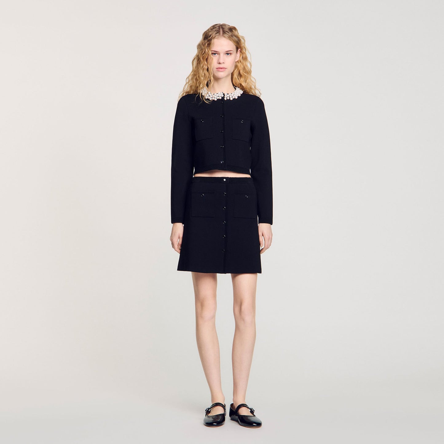 Short Knit Skirt Black