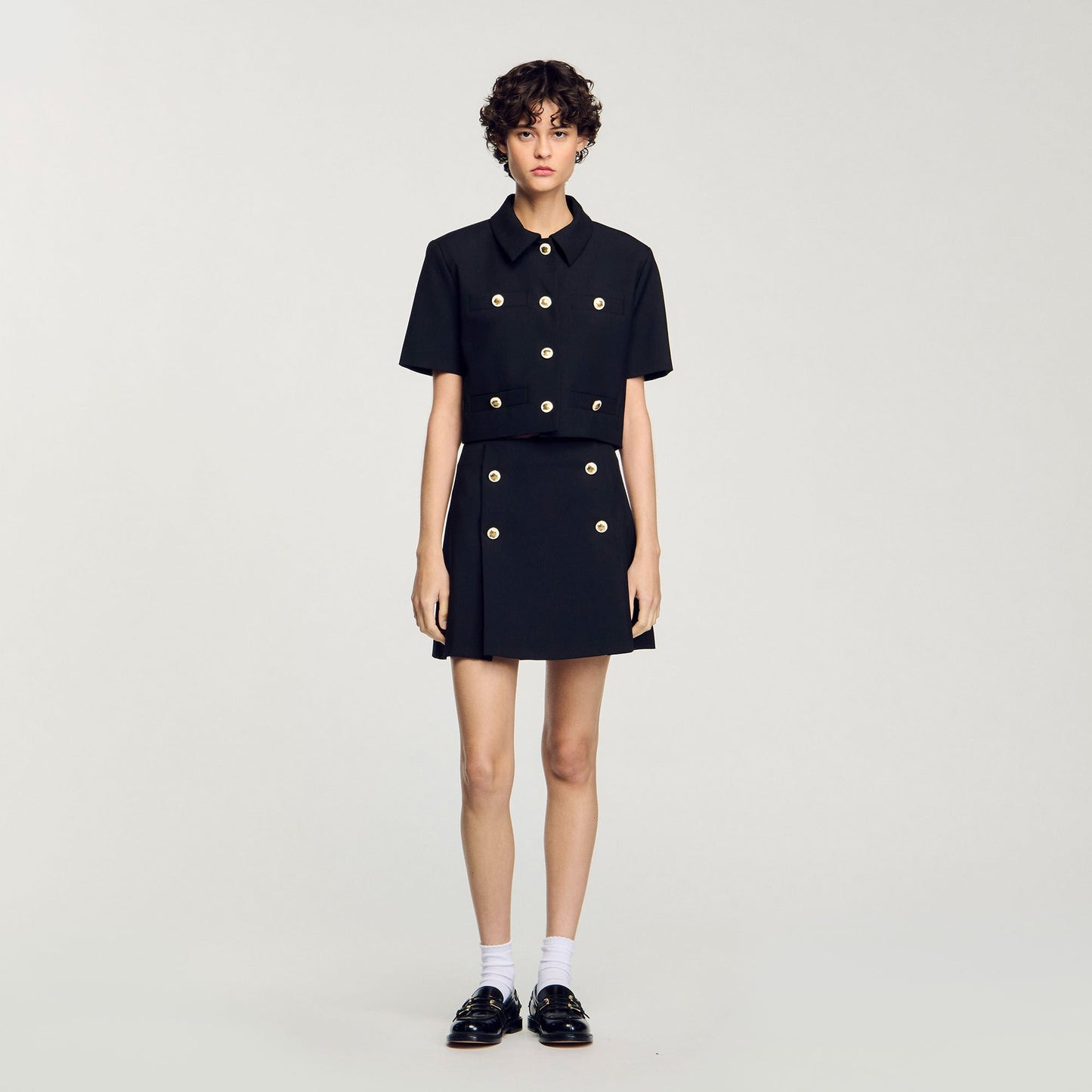 Valeriane Short Pleated Skirt Black