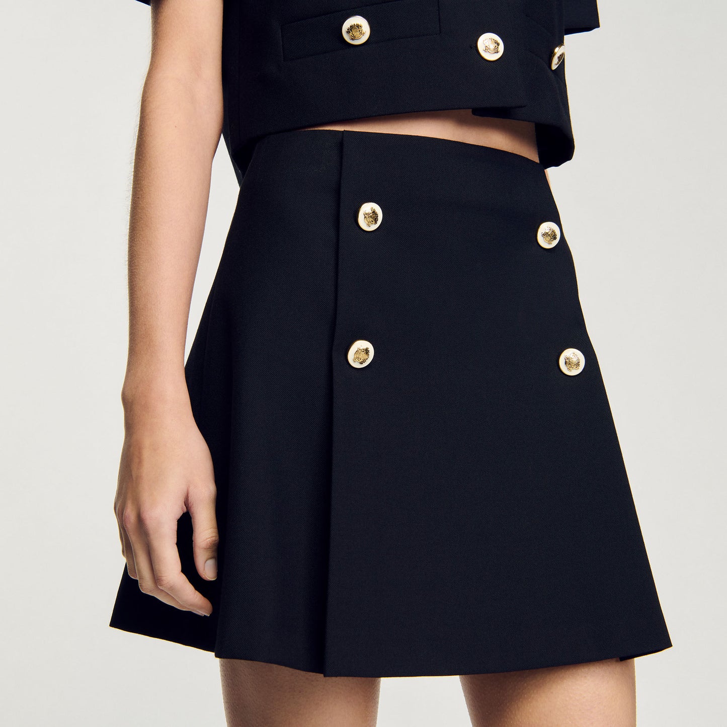 Valeriane Short Pleated Skirt Black