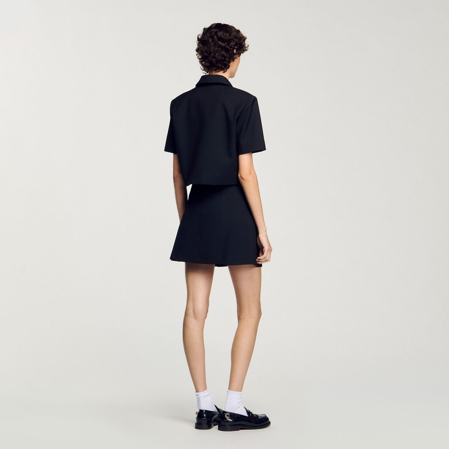 Valeriane Short Pleated Skirt Black