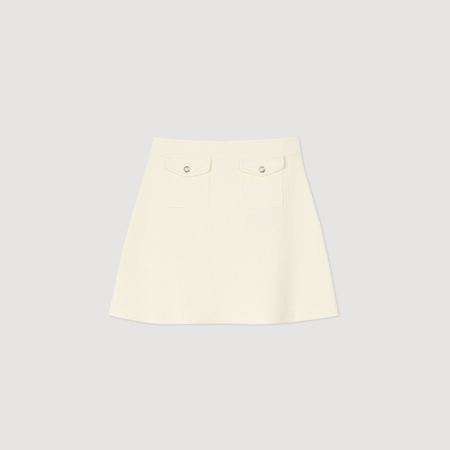 Octavia Short Rib-Knit Skirt Ecru