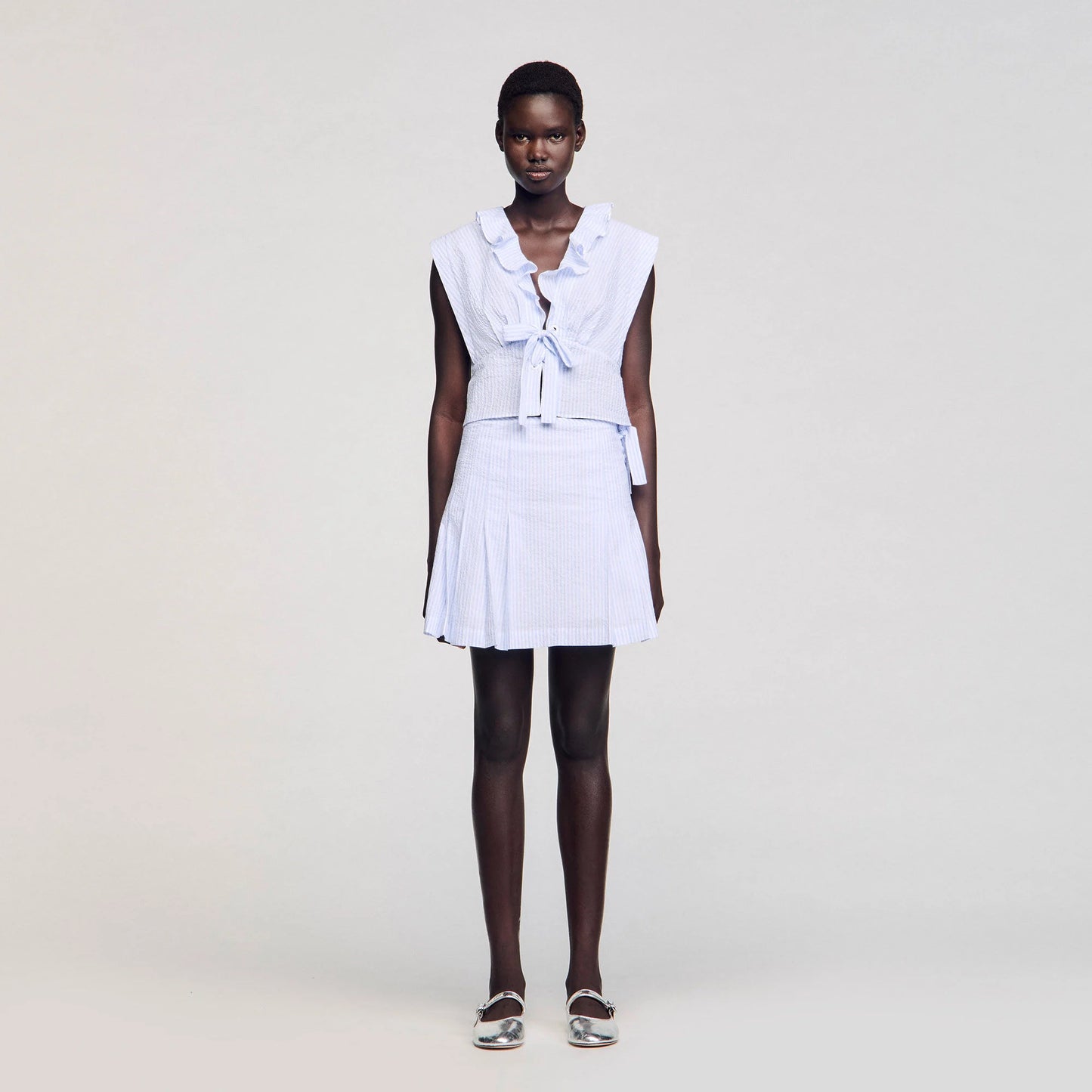 Noora Short Striped Skirt Ciel / Blanc