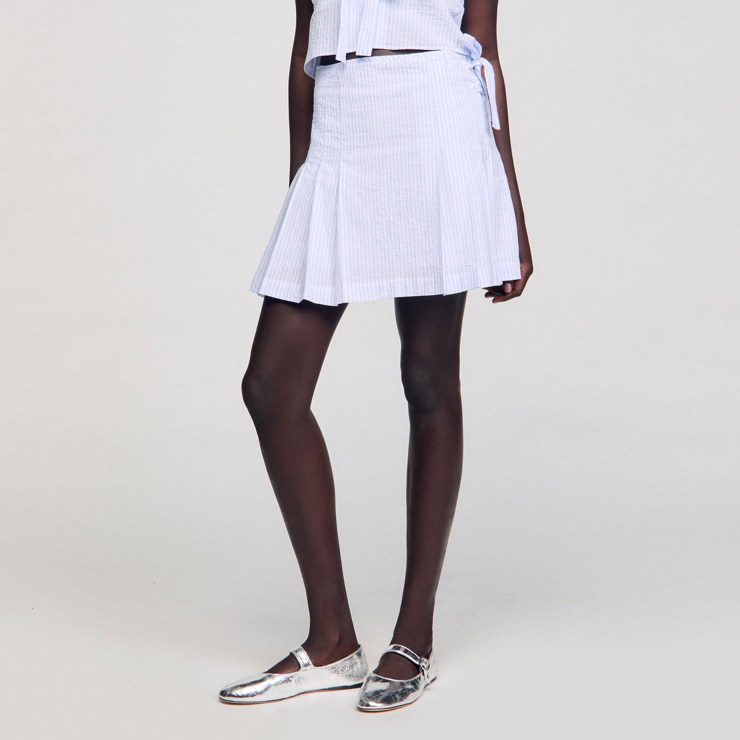 Noora Short Striped Skirt Ciel / Blanc