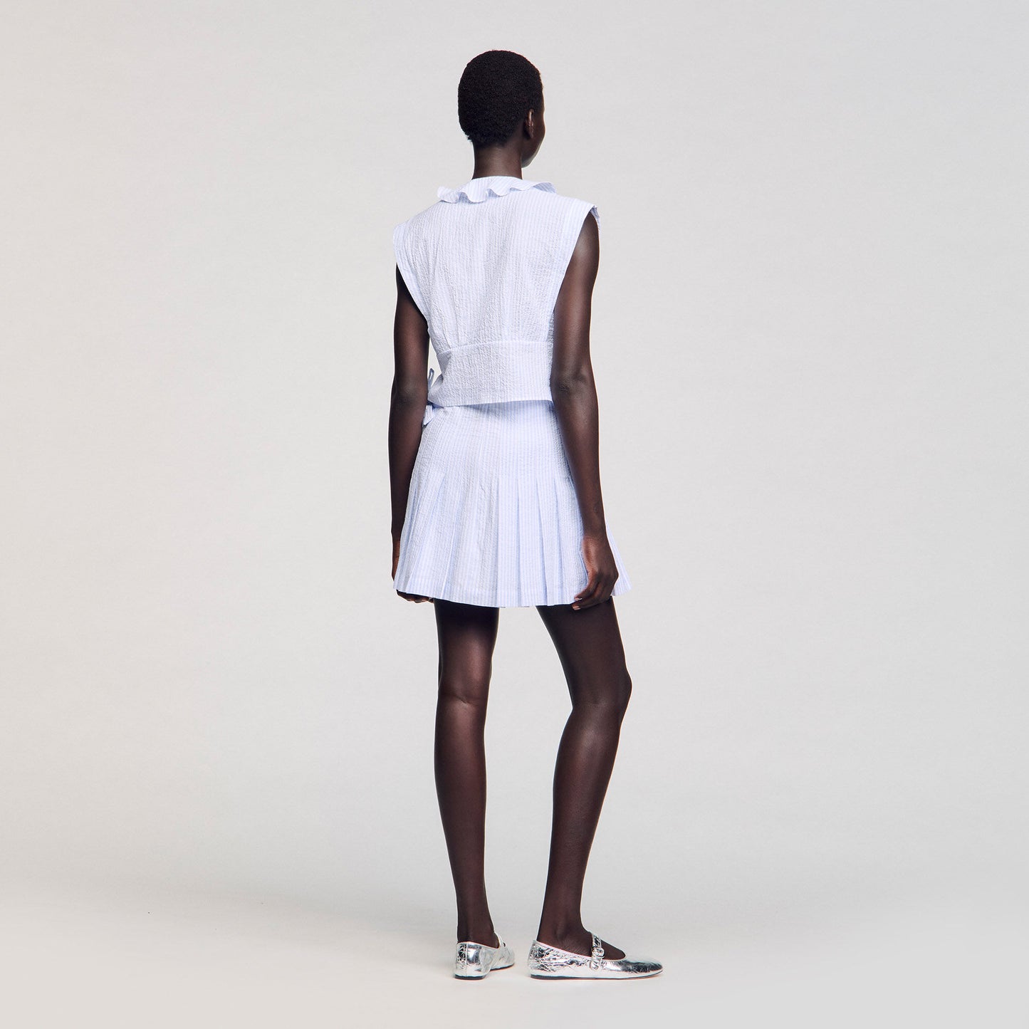 Noora Short Striped Skirt Ciel / Blanc
